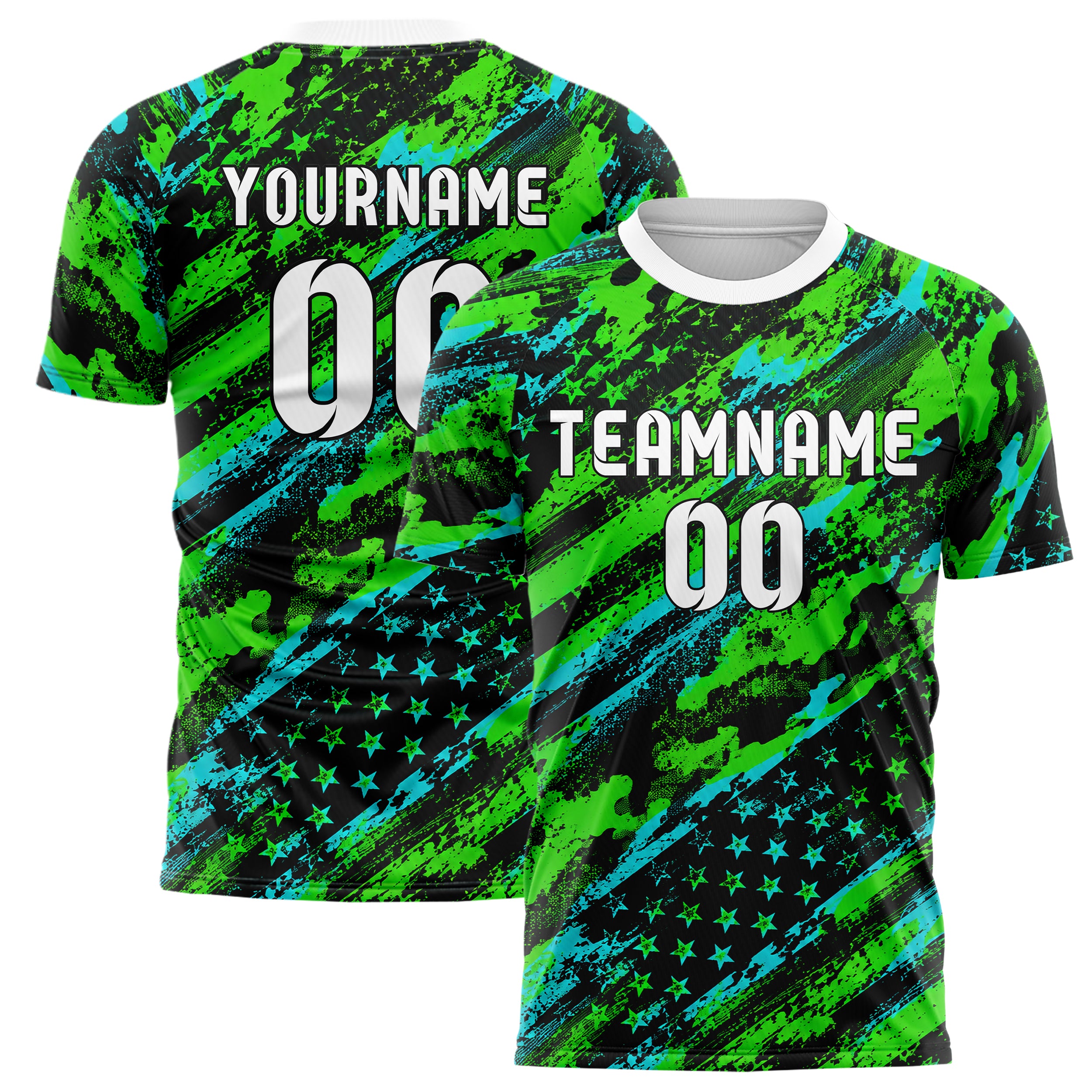 Neongruen lebendiges Flaggen Camo Flag Blend Design 06-0012 individuelles Fußballtrikot main
