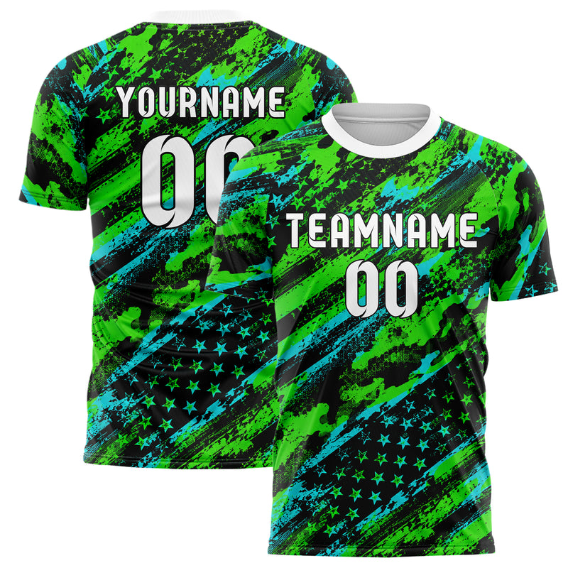Neongruen lebendiges Flaggen Camo Flag Blend Design 06-0012 individuelles Fußballtrikot main