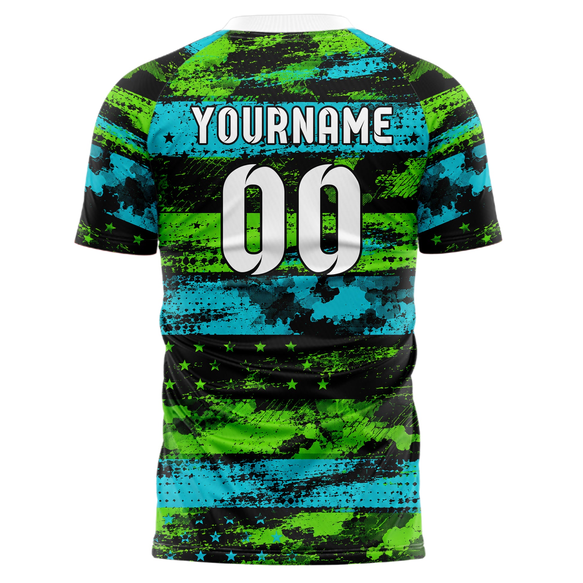 Neongruen lebendiges Flaggen klare horizontale Flag Blocks Design 06-0009 individuelles Fußballtrikot front