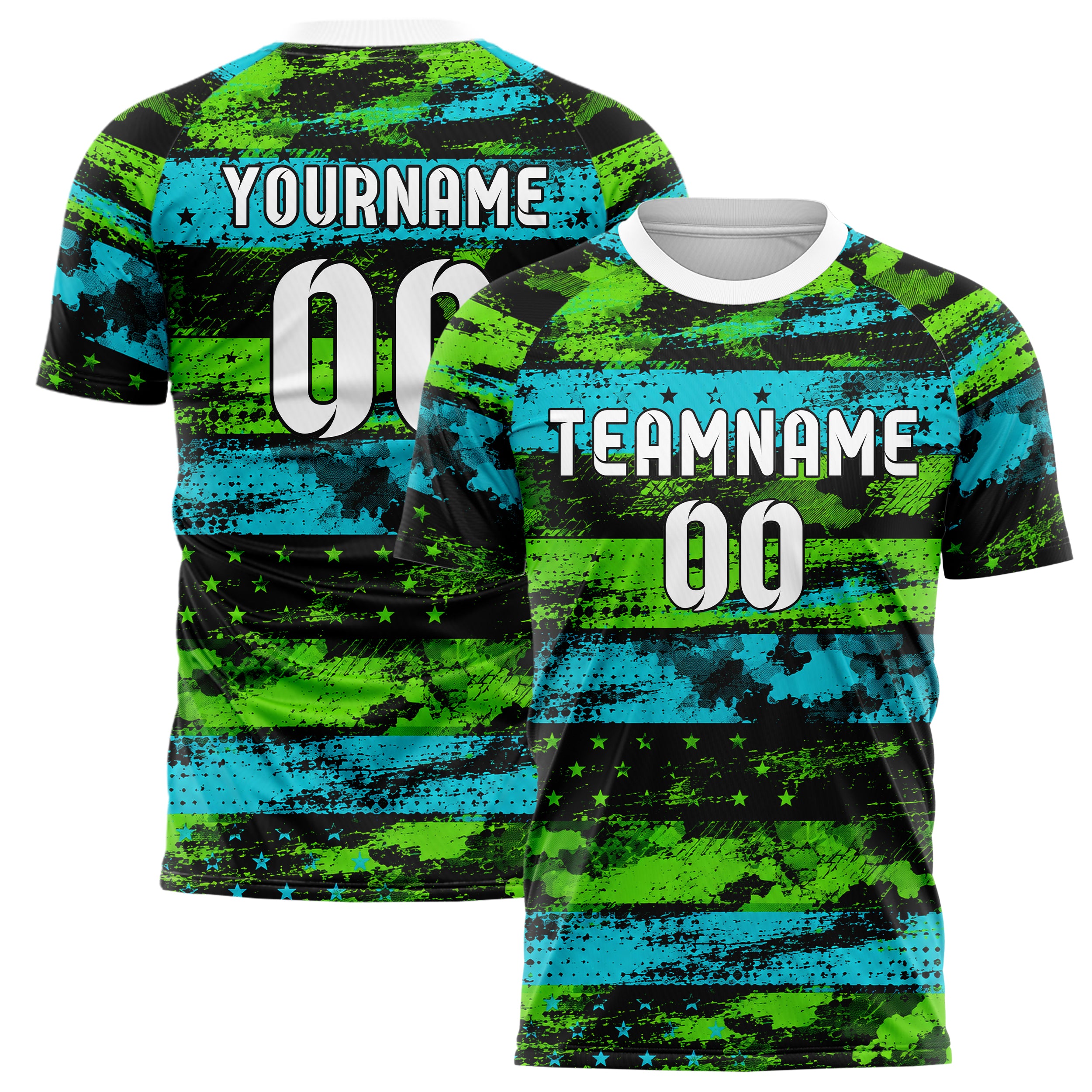 Neongruen lebendiges Flaggen klare horizontale Flag Blocks Design 06-0009 individuelles Fußballtrikot main
