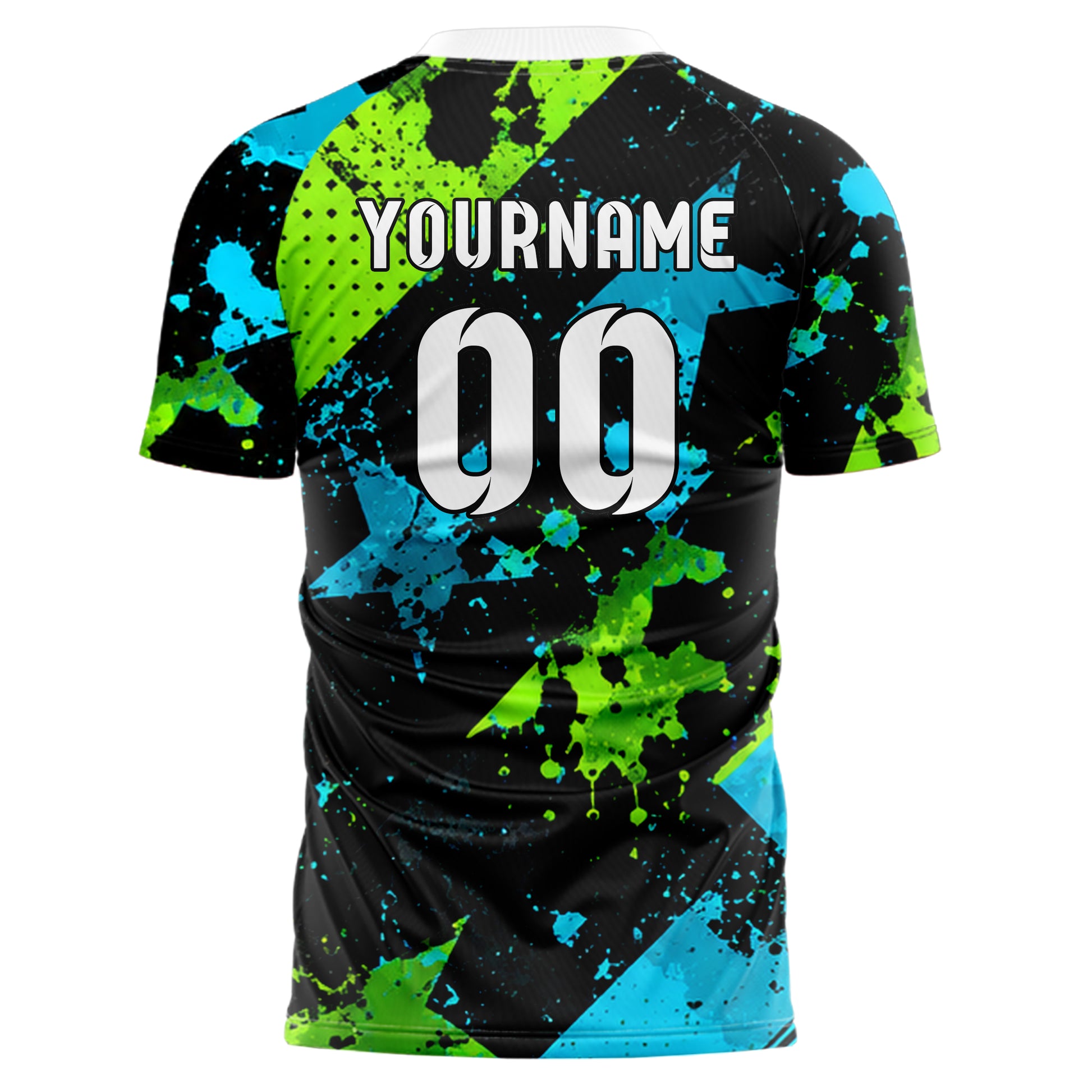 Neongruen lebendiges Flaggen Tricolor Blocks Design 06-0015 individuelles Fußballtrikot back
