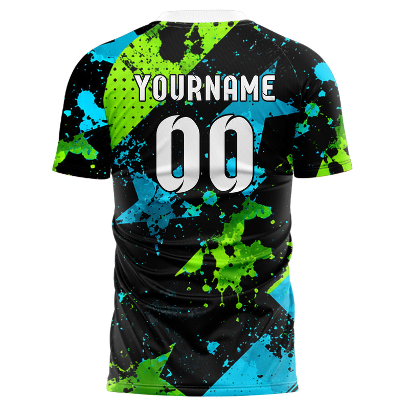 Neongruen lebendiges Flaggen Tricolor Blocks Design 06-0015 individuelles Fußballtrikot back