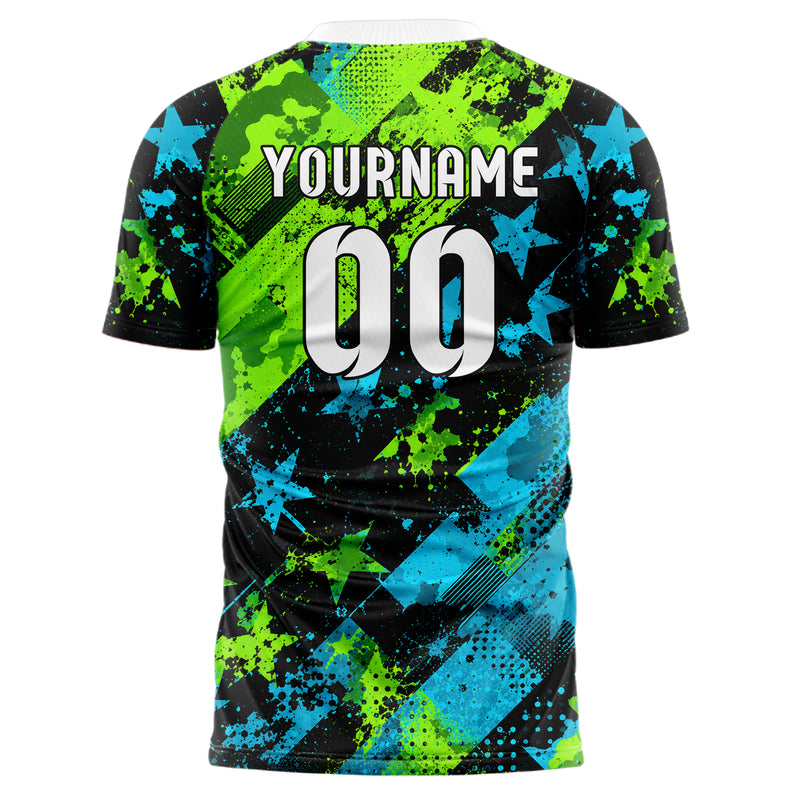 Neongruen lebendiges Flaggen Tricolor Blocks Design 06-0015 individuelles Fußballtrikot front
