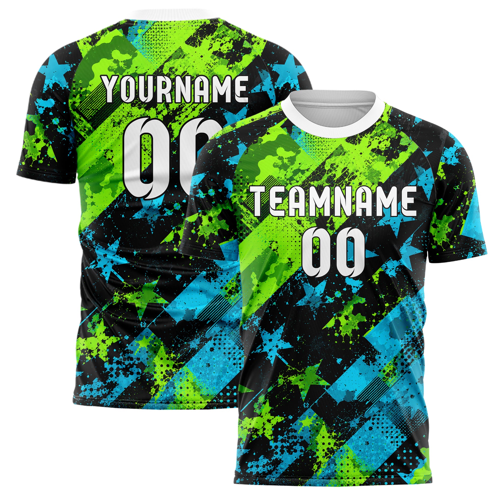 Neongruen lebendiges Flaggen Tricolor Blocks Design 06-0015 individuelles Fußballtrikot main