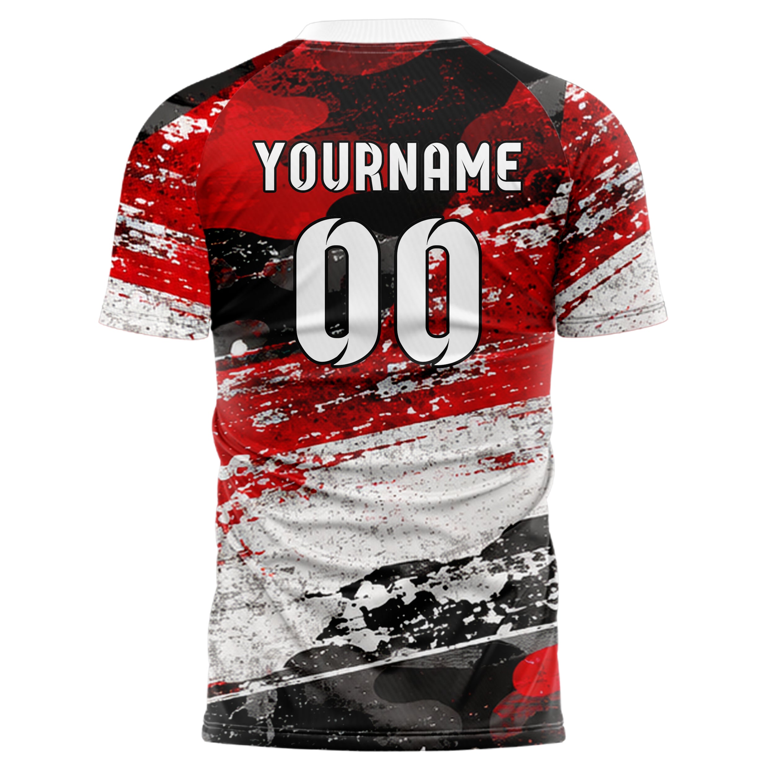 Rot lebendiges Flaggen Camo Flag Blend Design 06-0017 individuelles Fußballtrikot back