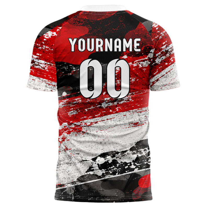 Rot lebendiges Flaggen Camo Flag Blend Design 06-0017 individuelles Fußballtrikot back