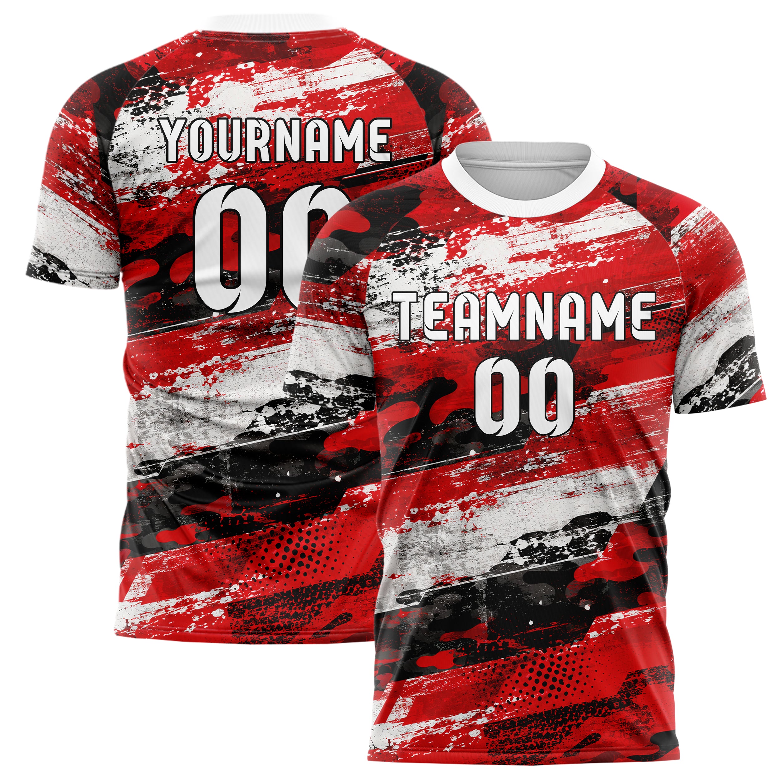 Rot lebendiges Flaggen Camo Flag Blend Design 06-0017 individuelles Fußballtrikot main