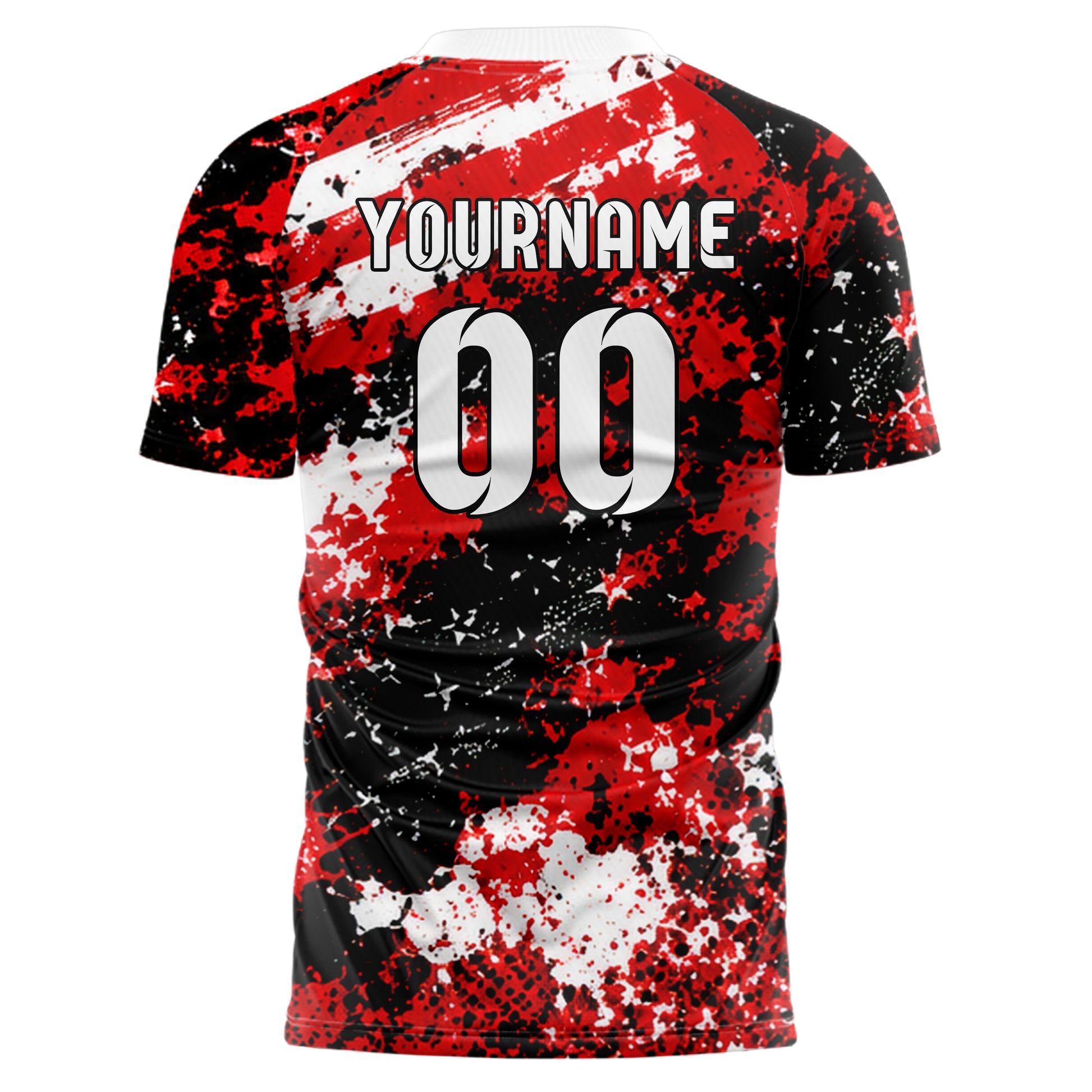 Rot lebendiges Flaggen Flag Splash Motiv Design 06-0011 individuelles Fußballtrikot back
