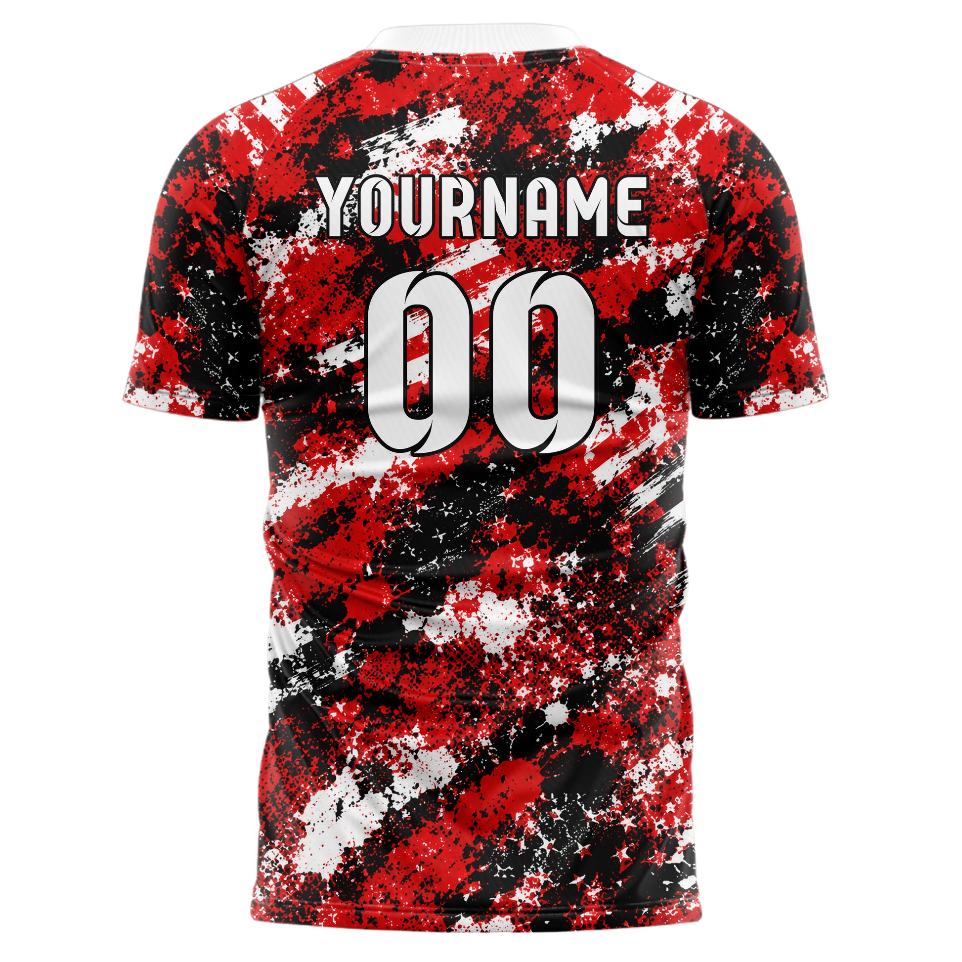 Rot lebendiges Flaggen Flag Splash Motiv Design 06-0011 individuelles Fußballtrikot front