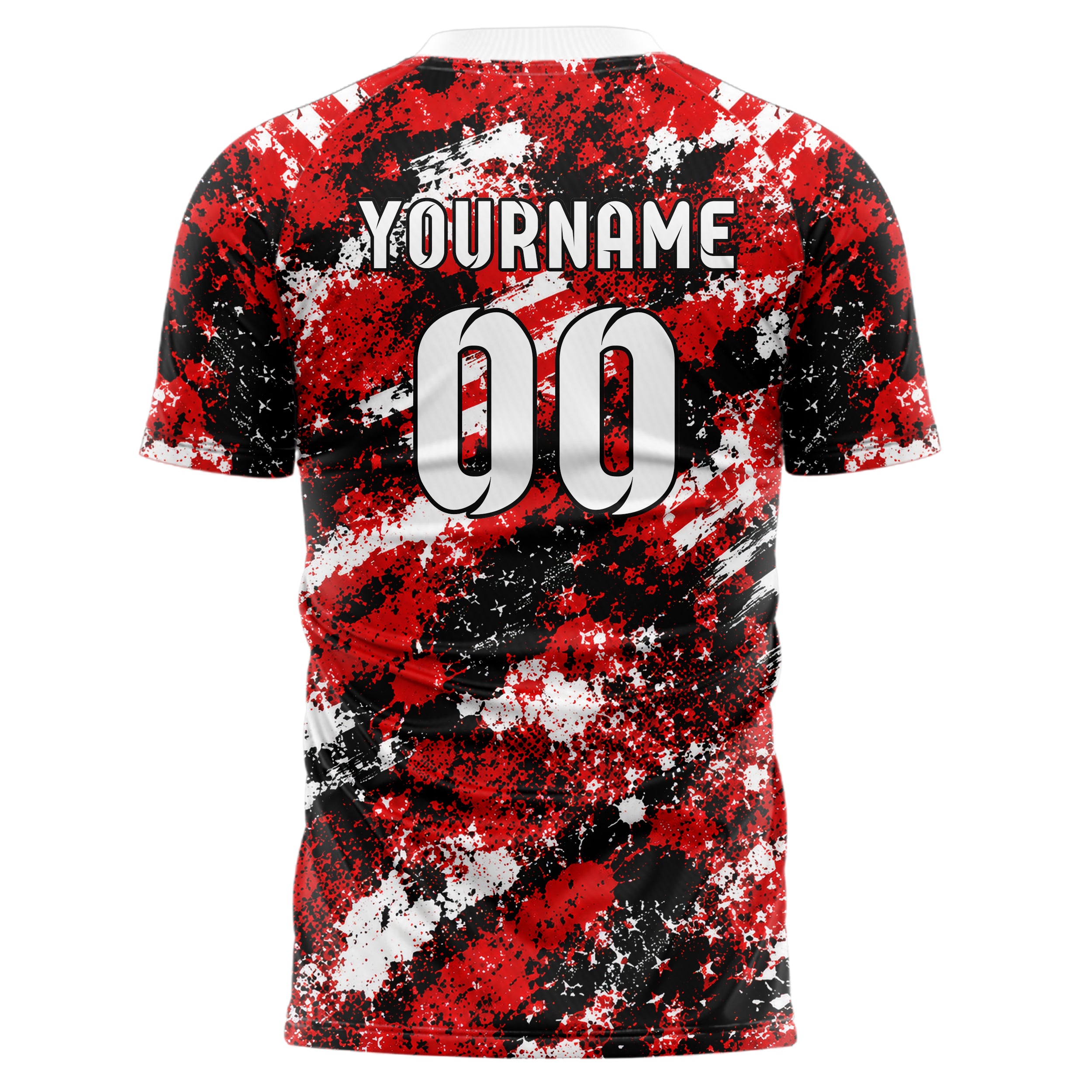 Rot lebendiges Flaggen Flag Splash Motiv Design 06-0011 individuelles Fußballtrikot front