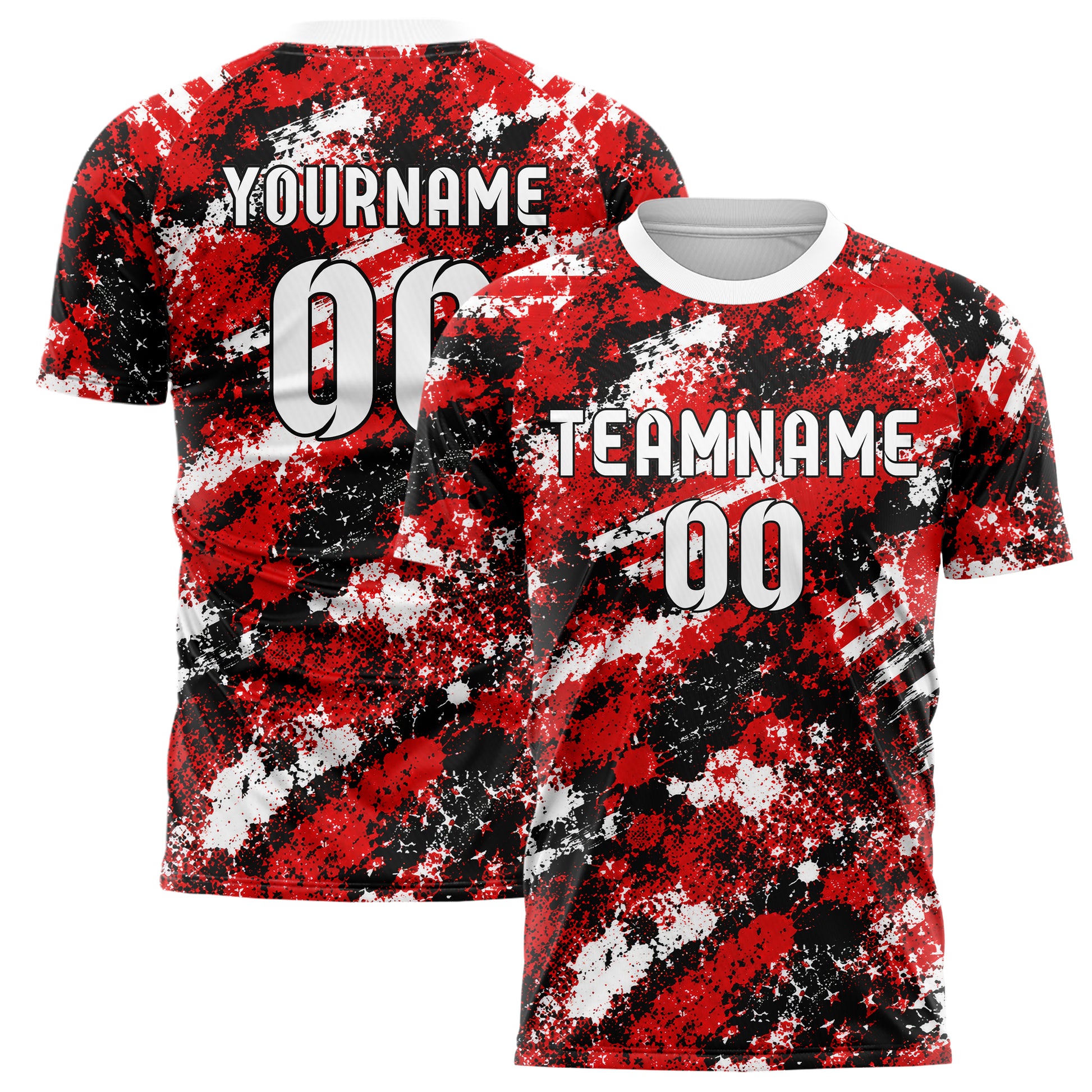 Rot lebendiges Flaggen Flag Splash Motiv Design 06-0011 individuelles Fußballtrikot main
