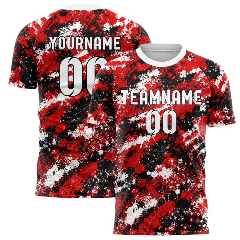 Rot lebendiges Flaggen Flag Splash Motiv Design 06-0011 individuelles Fußballtrikot main