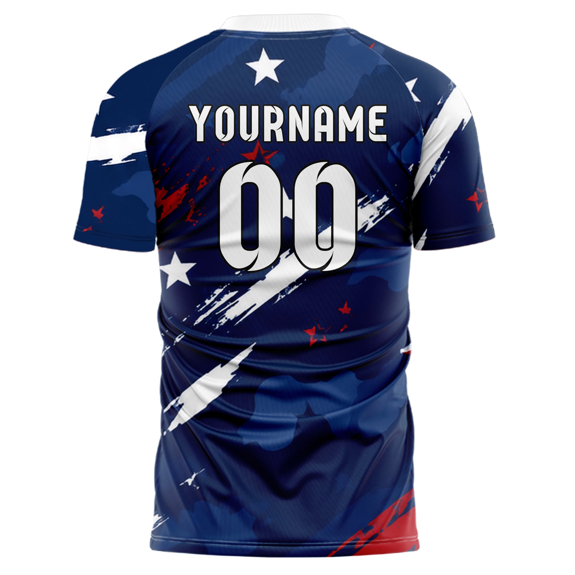 Marineblau klassisches Flaggen Camo Flag Blend Design 06-0002 individuelles Fußballtrikot back