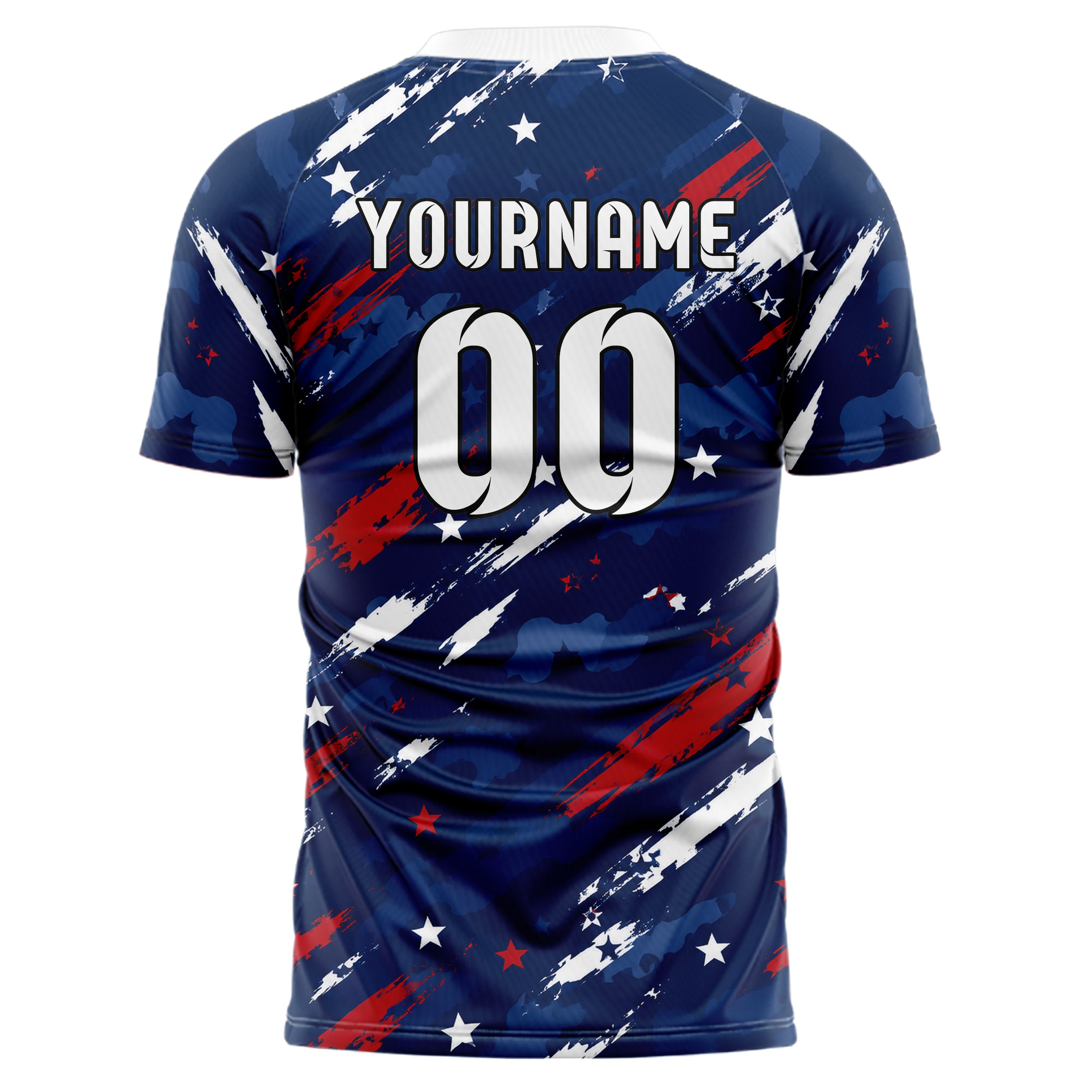 Marineblau klassisches Flaggen Camo Flag Blend Design 06-0002 individuelles Fußballtrikot front