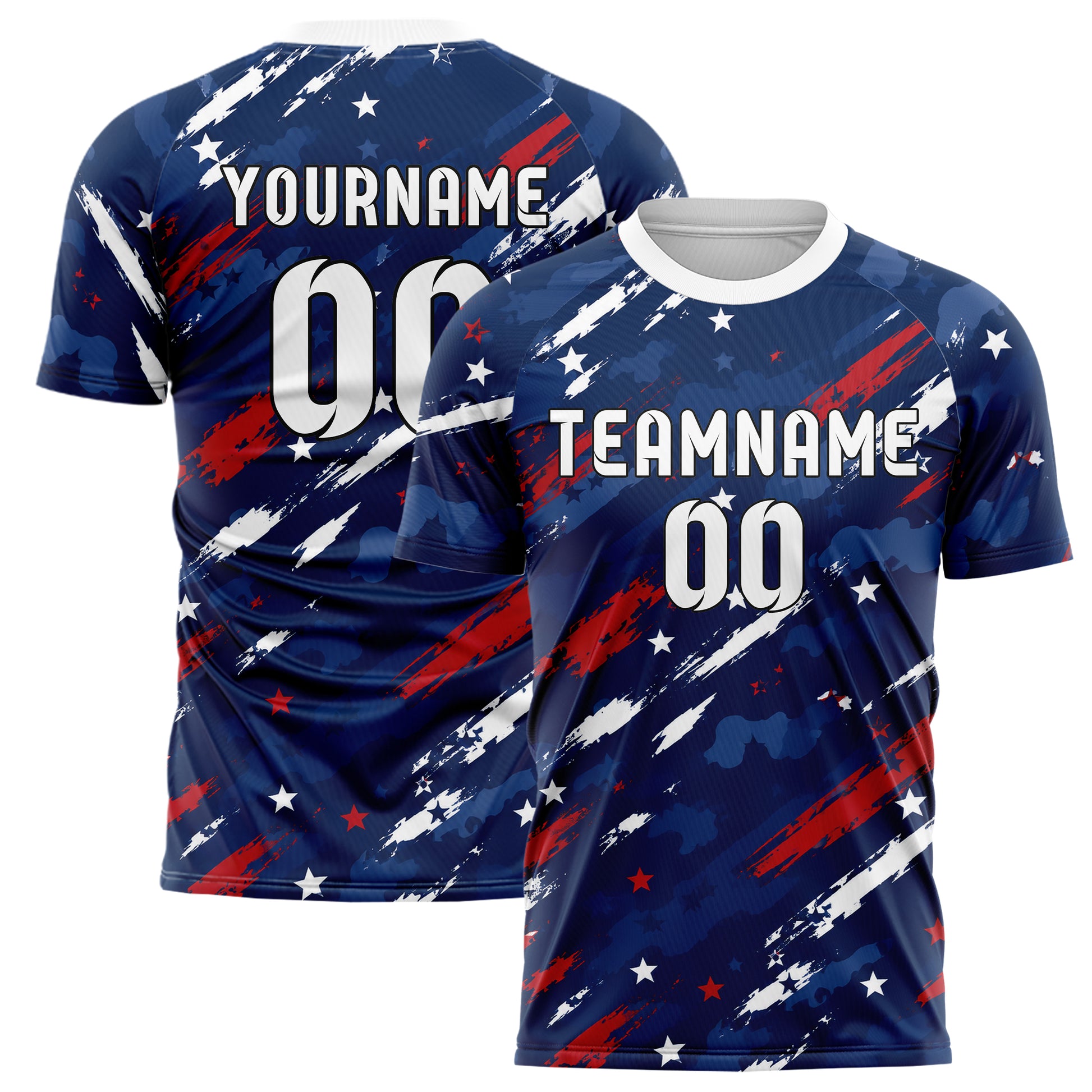 Marineblau klassisches Flaggen Camo Flag Blend Design 06-0002 individuelles Fußballtrikot main