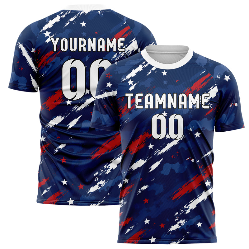 Marineblau klassisches Flaggen Camo Flag Blend Design 06-0002 individuelles Fußballtrikot main
