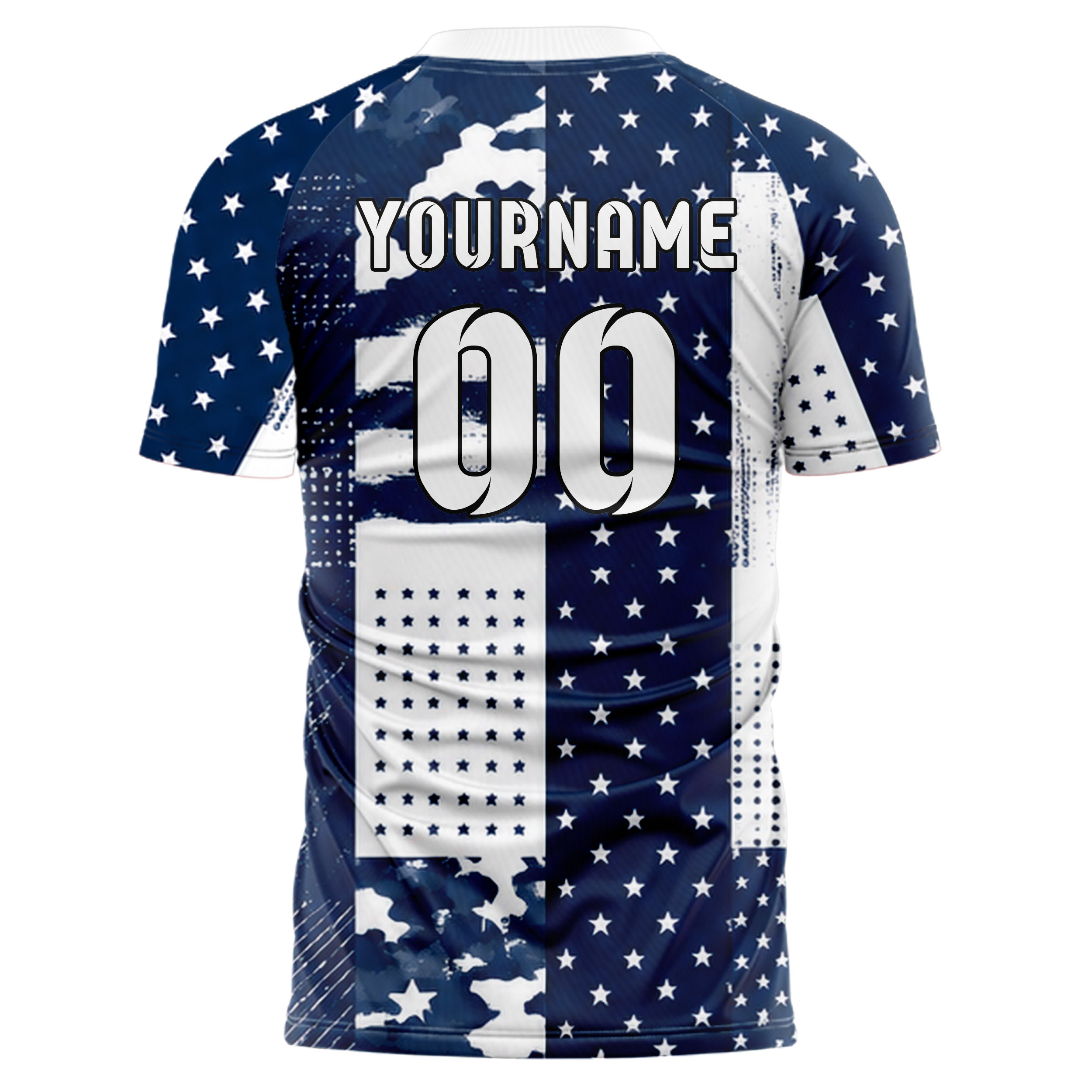 Marineblau klassisches Flaggen Tricolor Blocks Design 06-0010 individuelles Fußballtrikot back