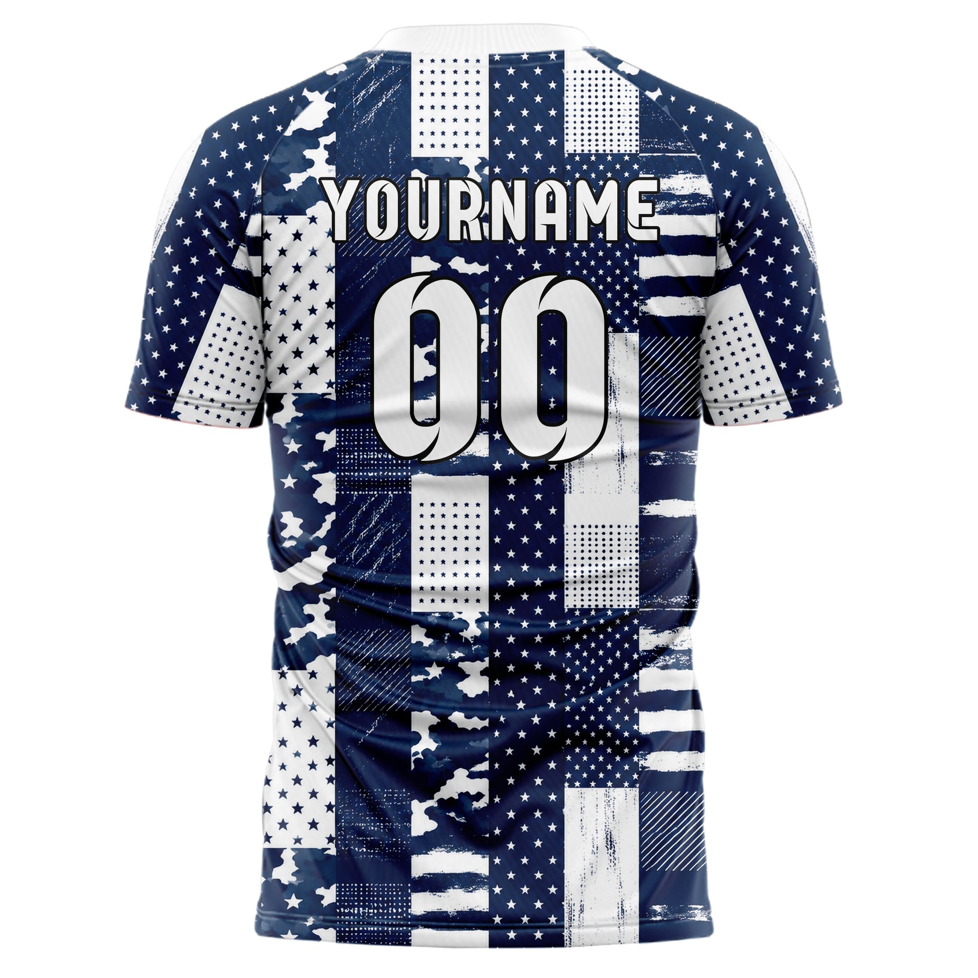 Marineblau klassisches Flaggen Tricolor Blocks Design 06-0010 individuelles Fußballtrikot front