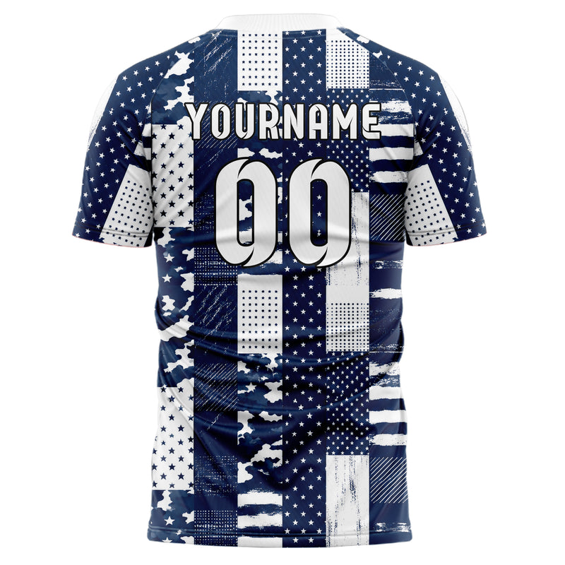 Marineblau klassisches Flaggen Tricolor Blocks Design 06-0010 individuelles Fußballtrikot front