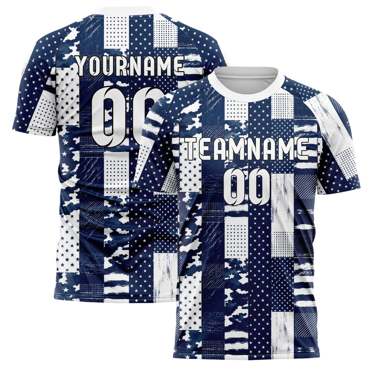 Marineblau klassisches Flaggen Tricolor Blocks Design 06-0010 individuelles Fußballtrikot main