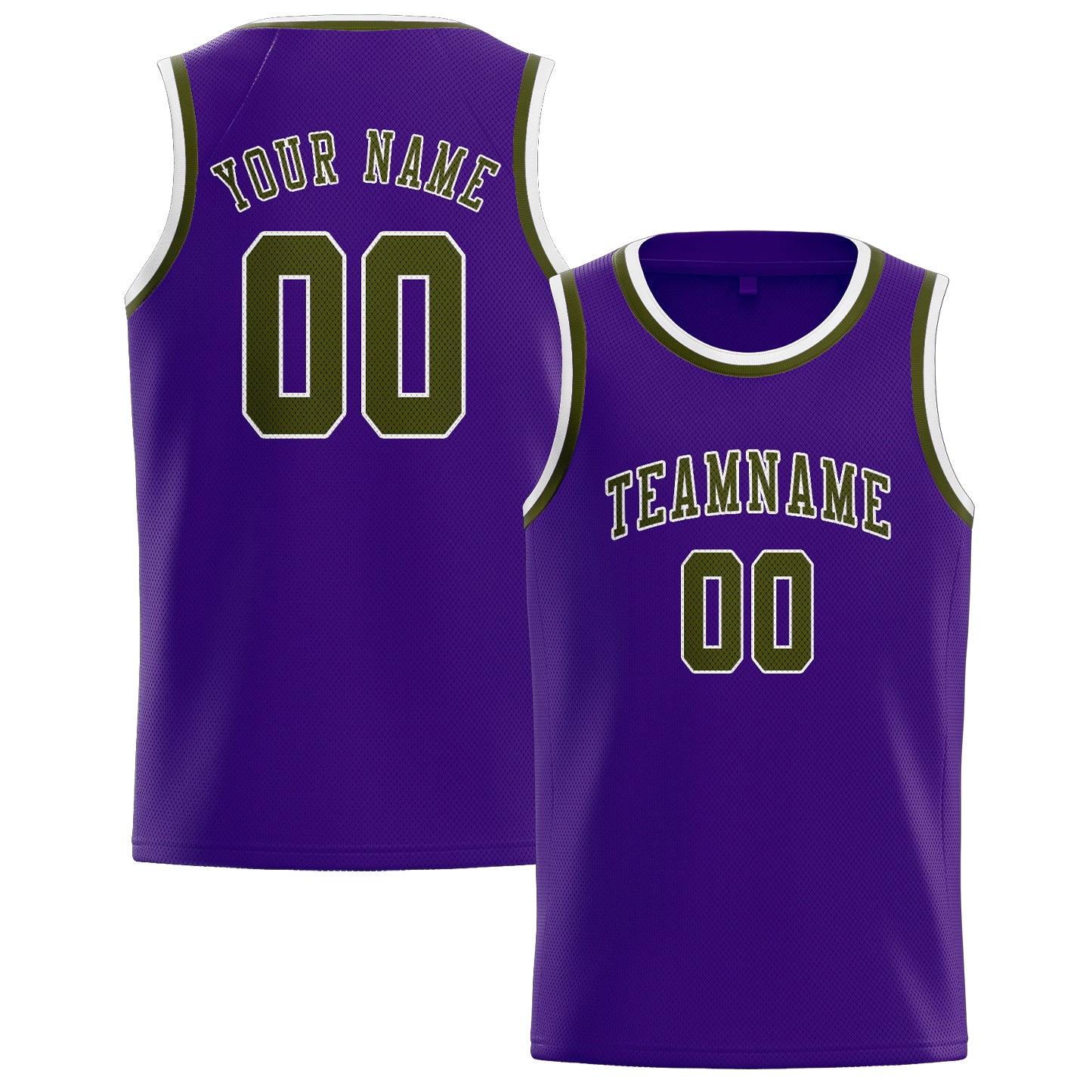 Benutzerdefiniertes Professionelles Lila Dunkles Oliv Basketballtrikot