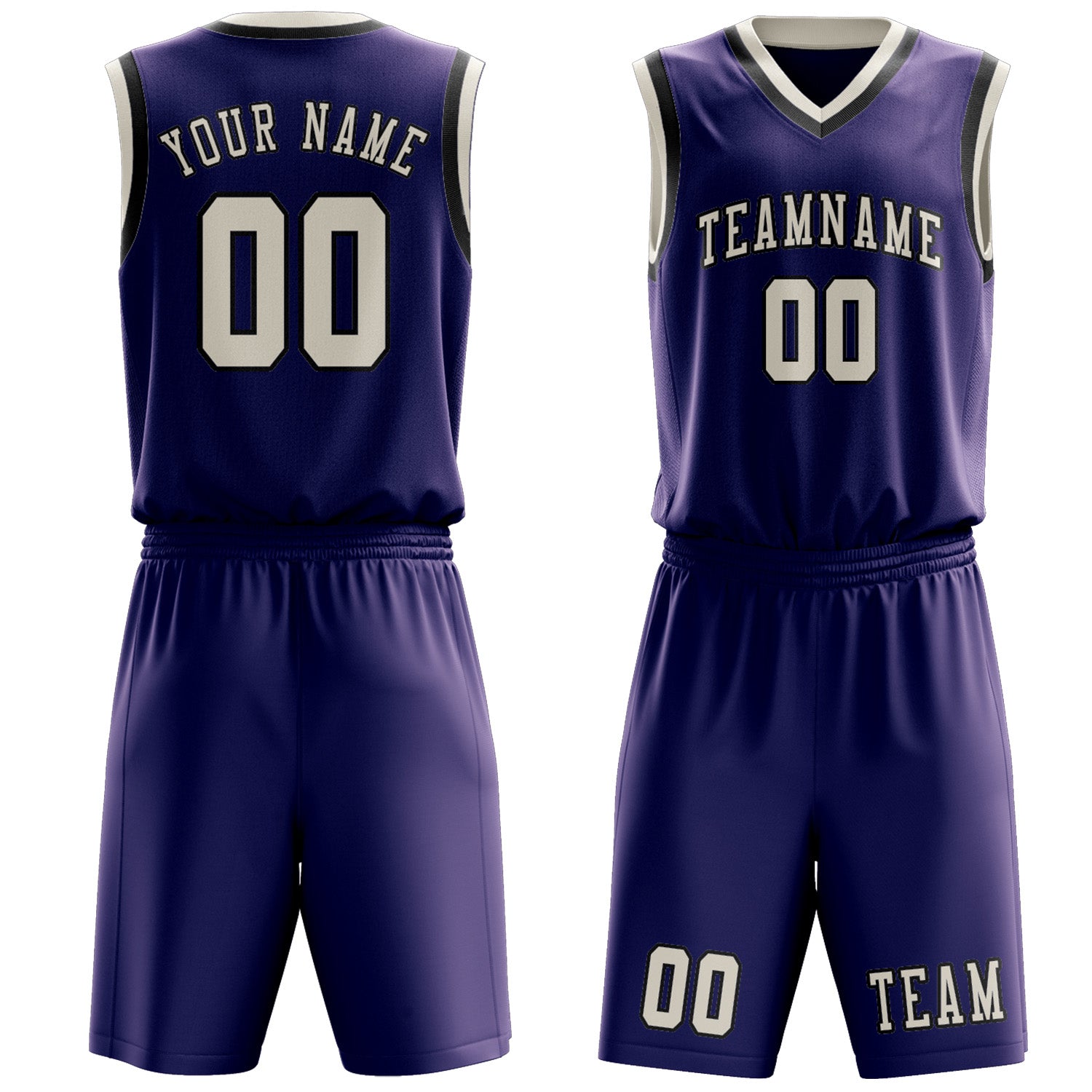 Benutzerdefiniertes Professionelles Lila Beige Basketballtrikot-Set