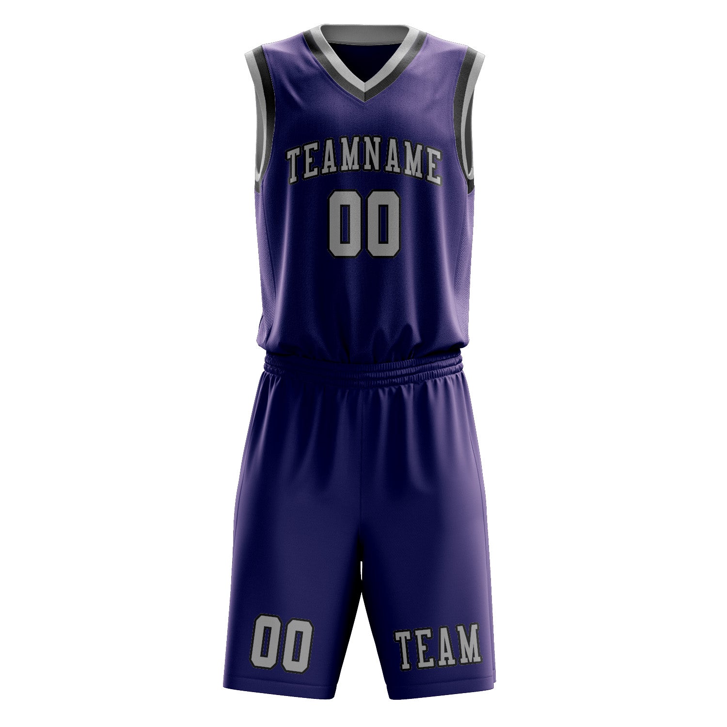 Benutzerdefiniertes Professionelles Lila Grau Basketballtrikot-Set