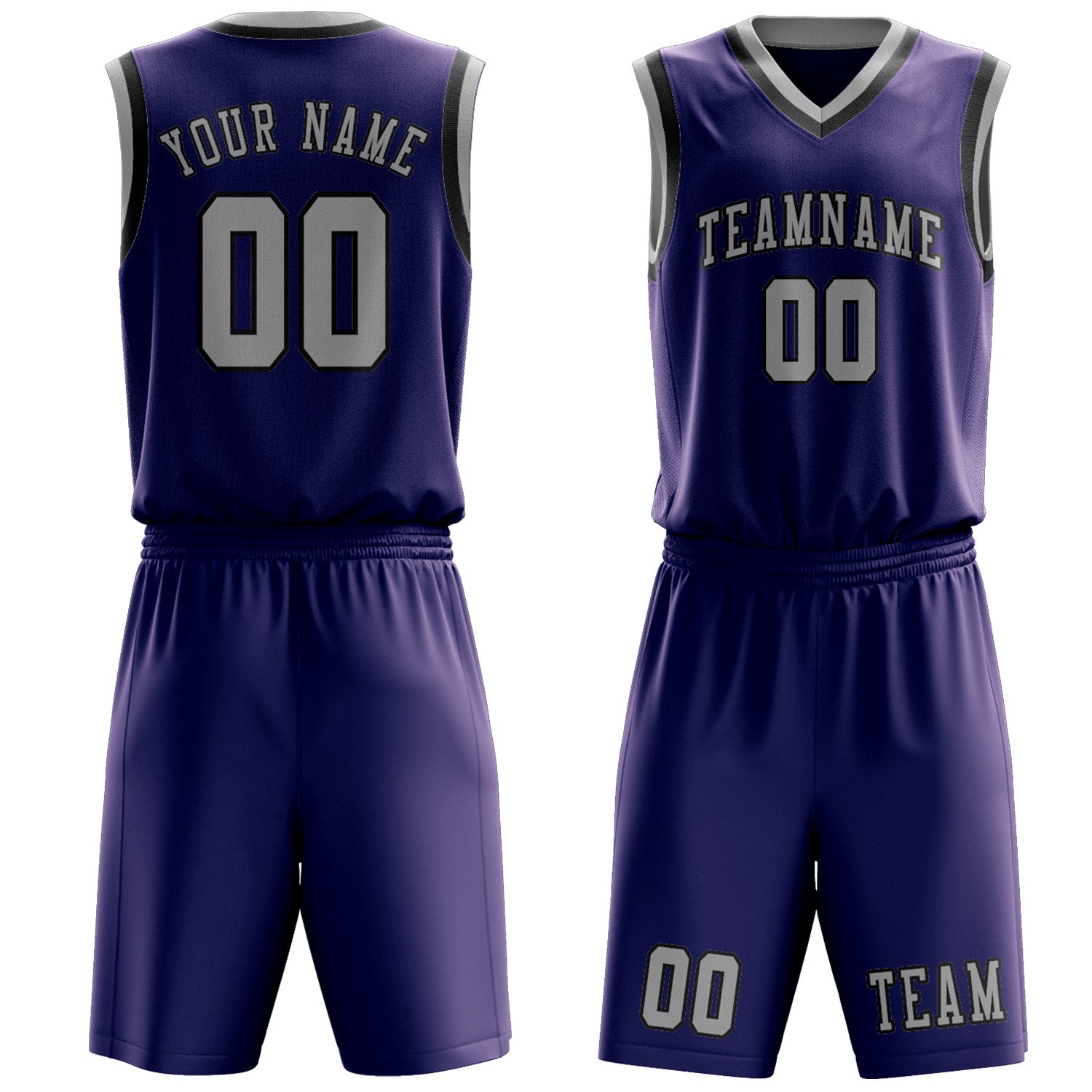 Benutzerdefiniertes Professionelles Lila Grau Basketballtrikot-Set