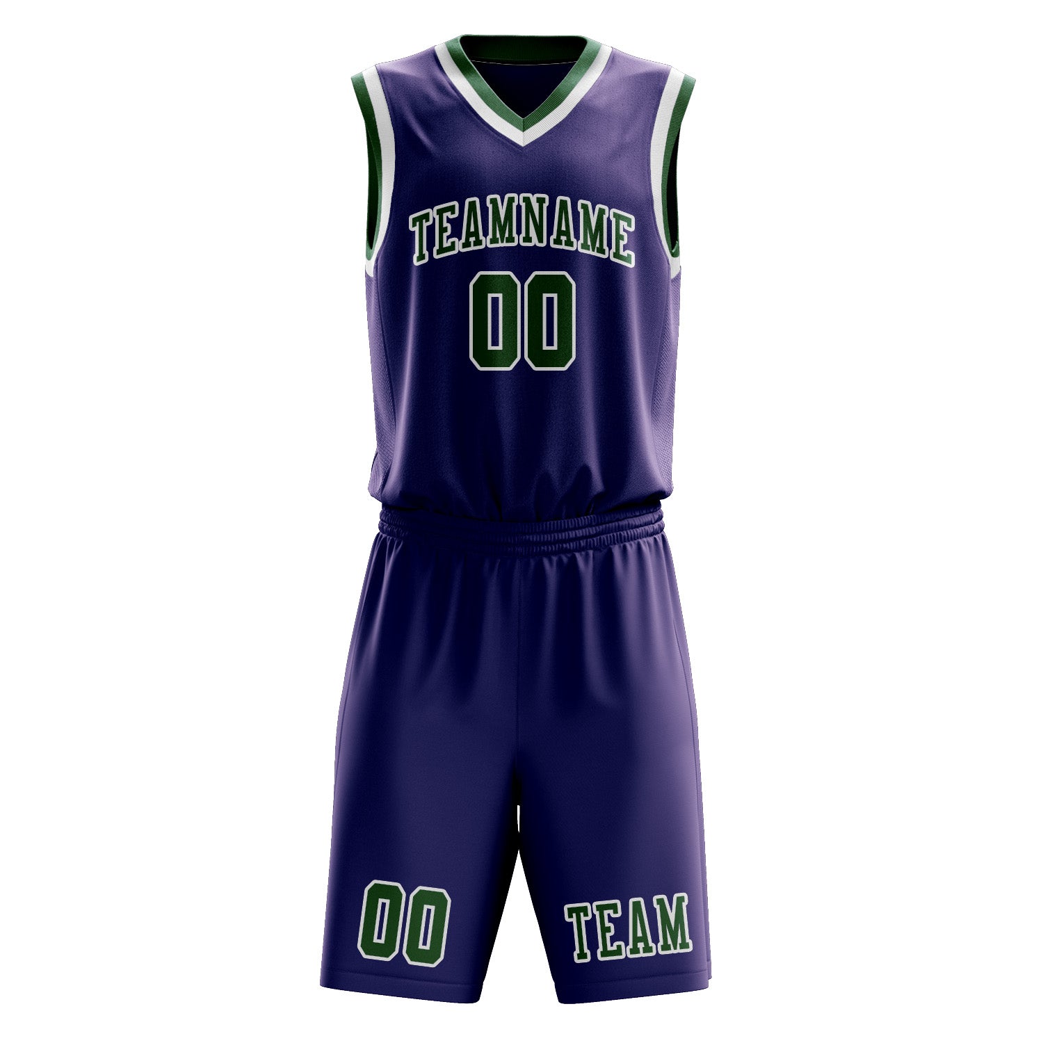 Benutzerdefiniertes Professionelles Lila Moosgrün Basketballtrikot-Set