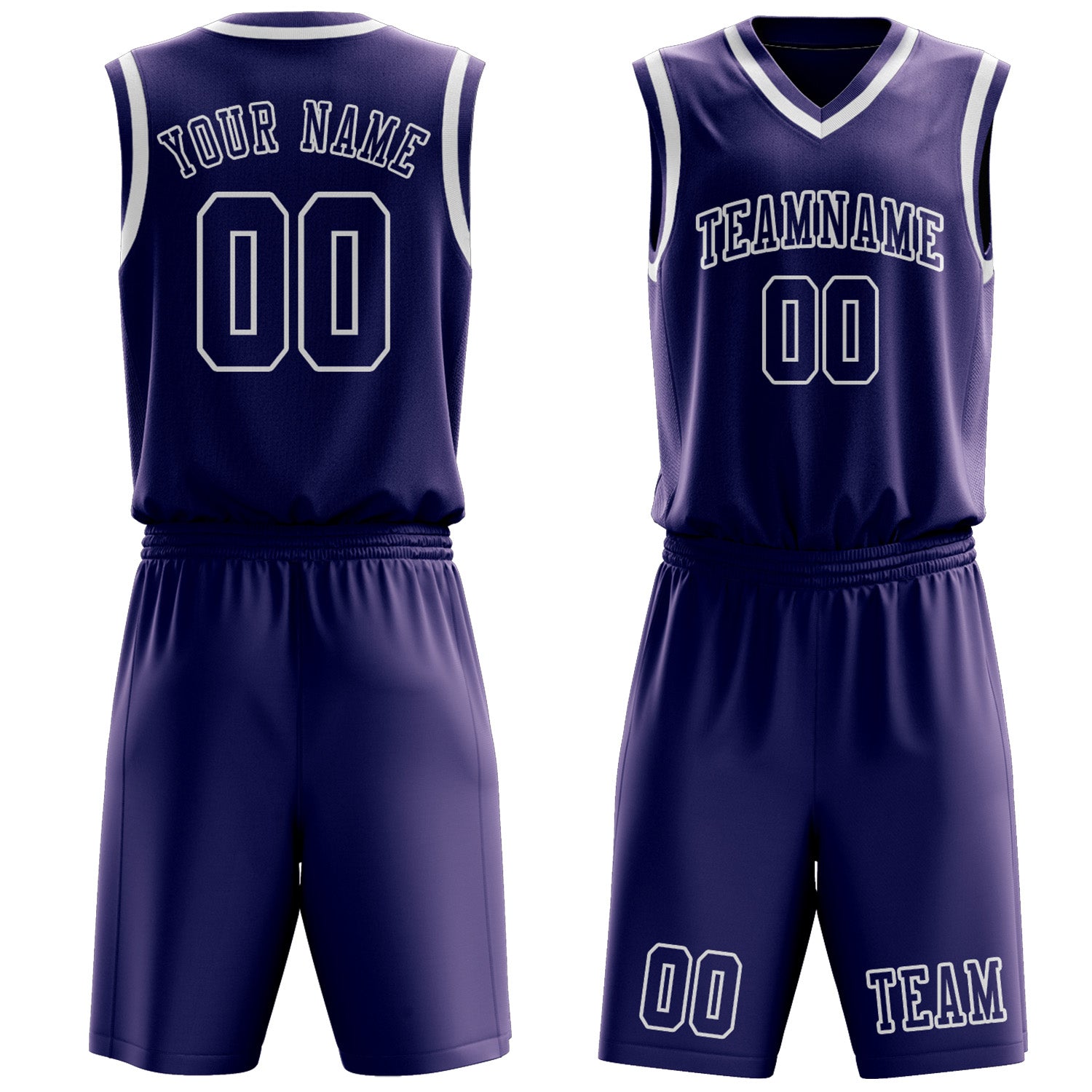Benutzerdefiniertes Professionelles Lila Weiß Basketballtrikot-Set