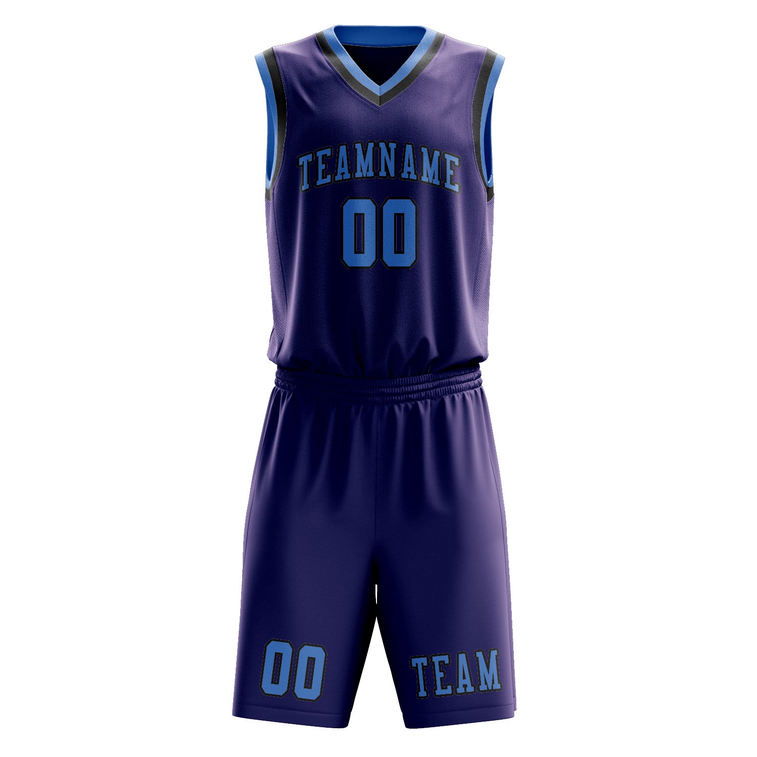 Benutzerdefiniertes Professionelles Lila Hellblau Basketballtrikot-Set