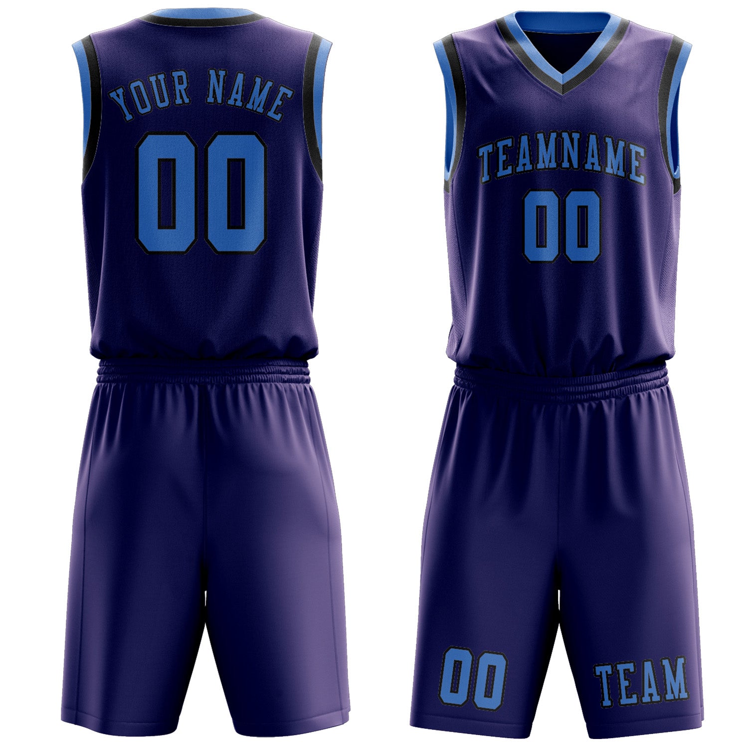 Benutzerdefiniertes Professionelles Lila Hellblau Basketballtrikot-Set