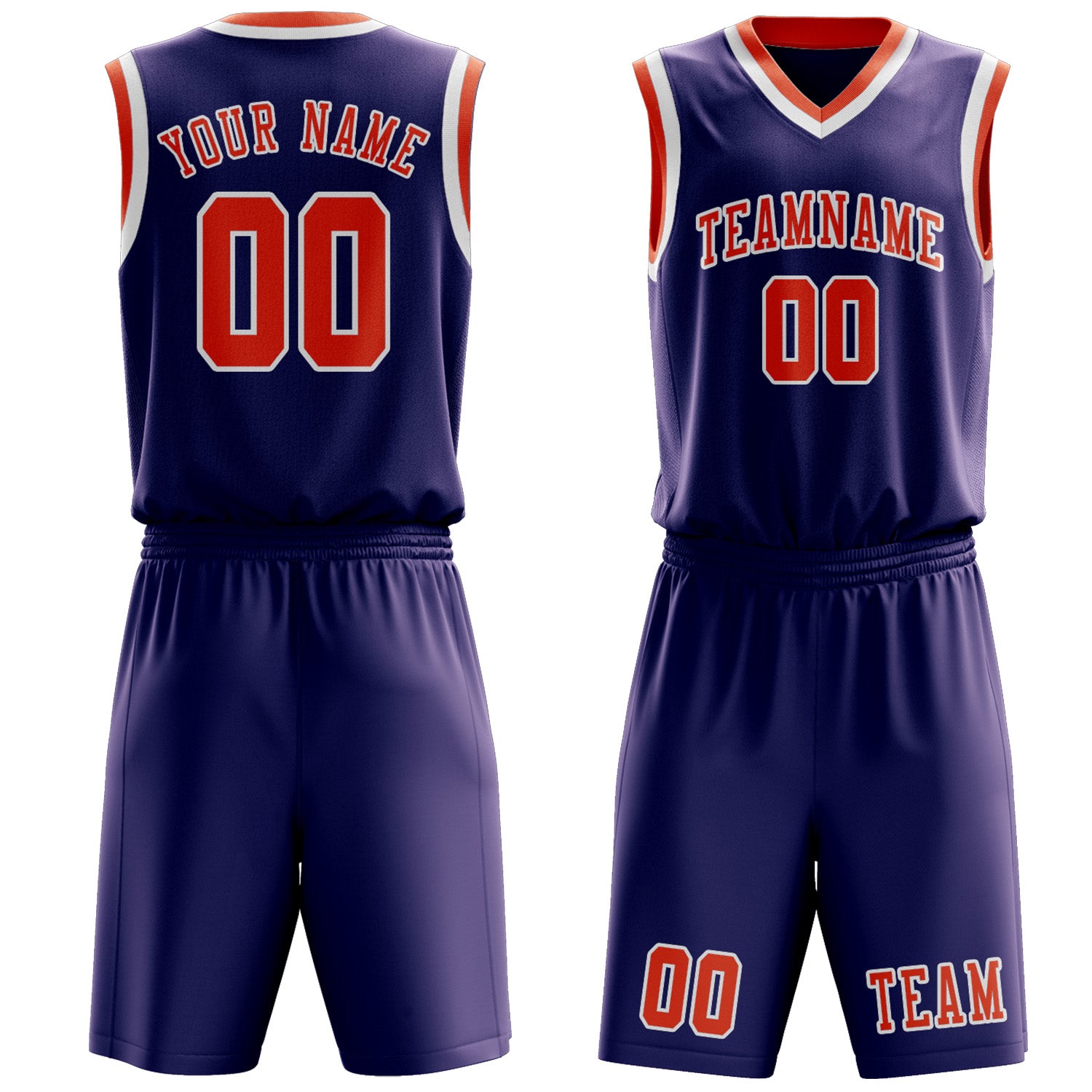 Benutzerdefiniertes Professionelles Lila Orangerot Basketballtrikot-Set