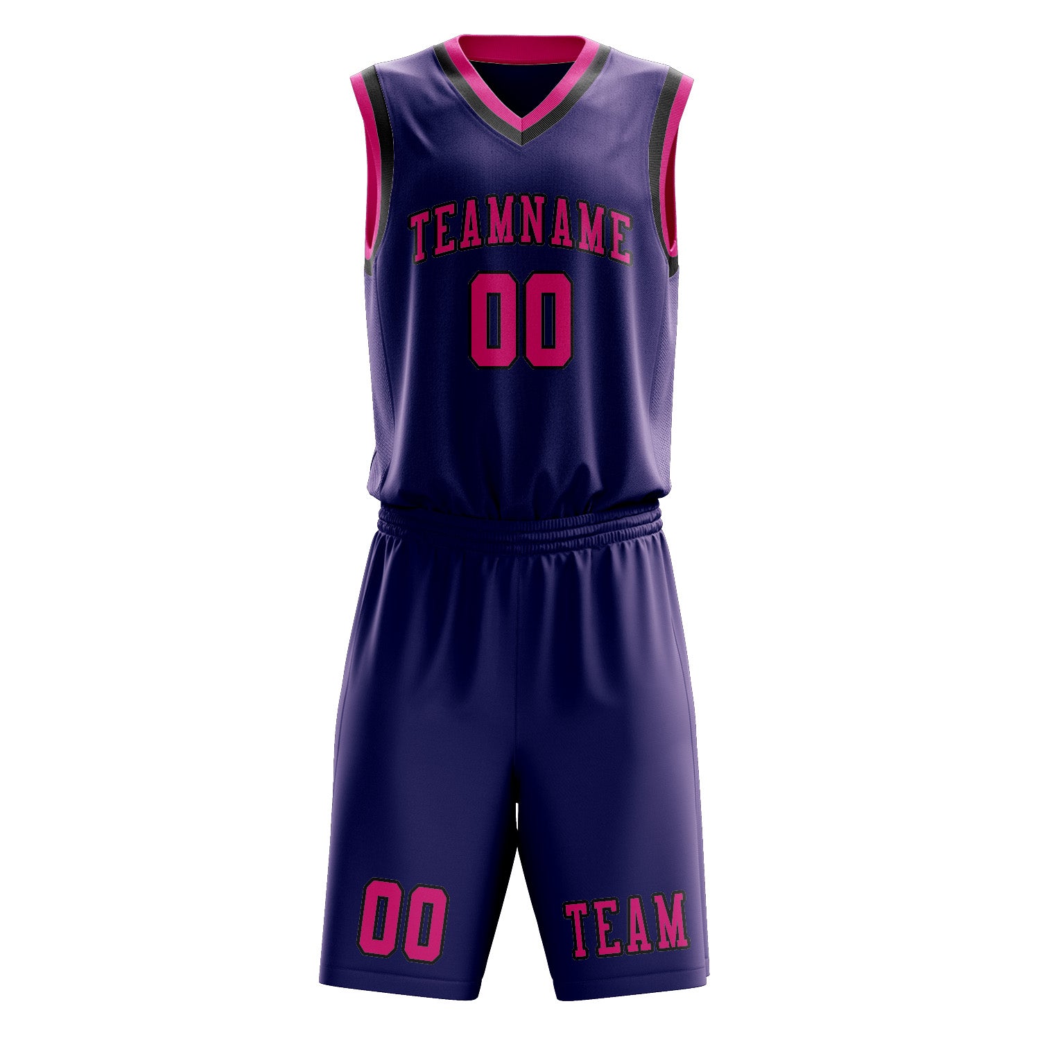Benutzerdefiniertes Professionelles Lila Rosarot Basketballtrikot-Set