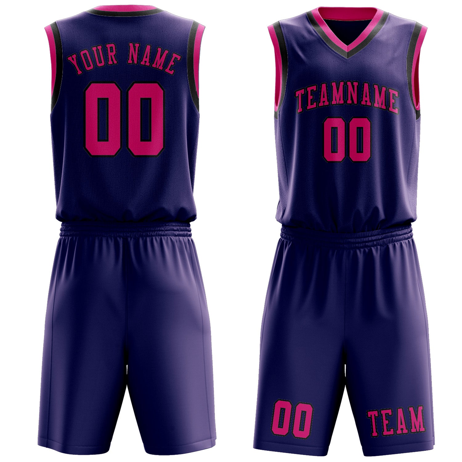 Benutzerdefiniertes Professionelles Lila Rosarot Basketballtrikot-Set