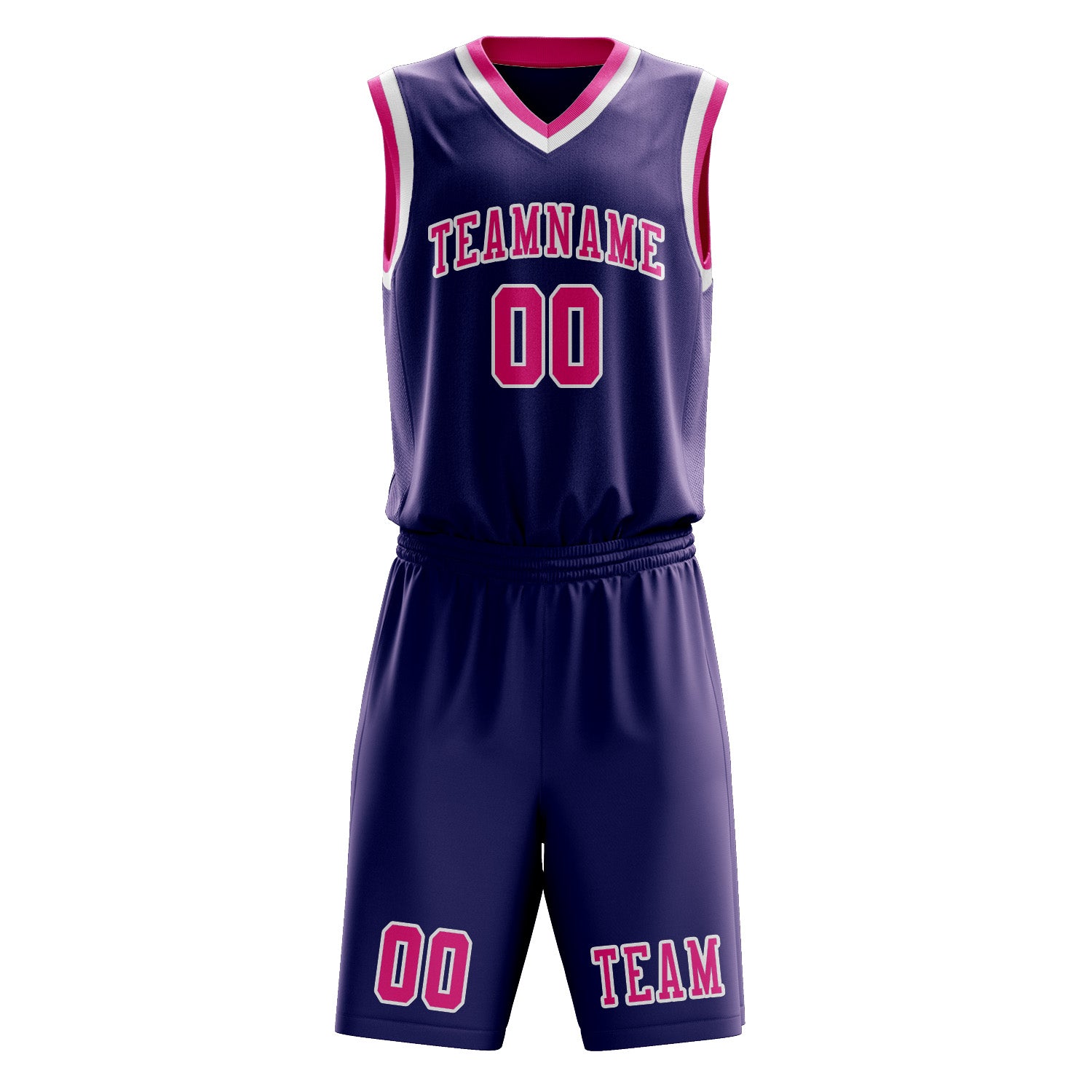 Benutzerdefiniertes Professionelles Lila Rosarot Basketballtrikot-Set