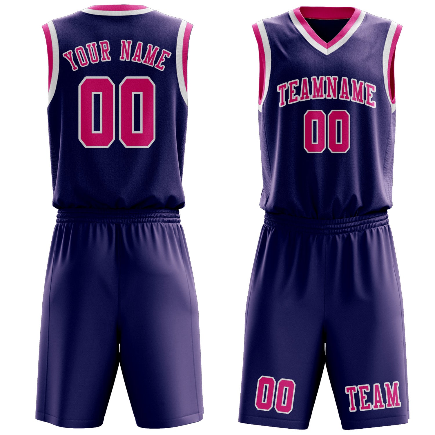 Benutzerdefiniertes Professionelles Lila Rosarot Basketballtrikot-Set