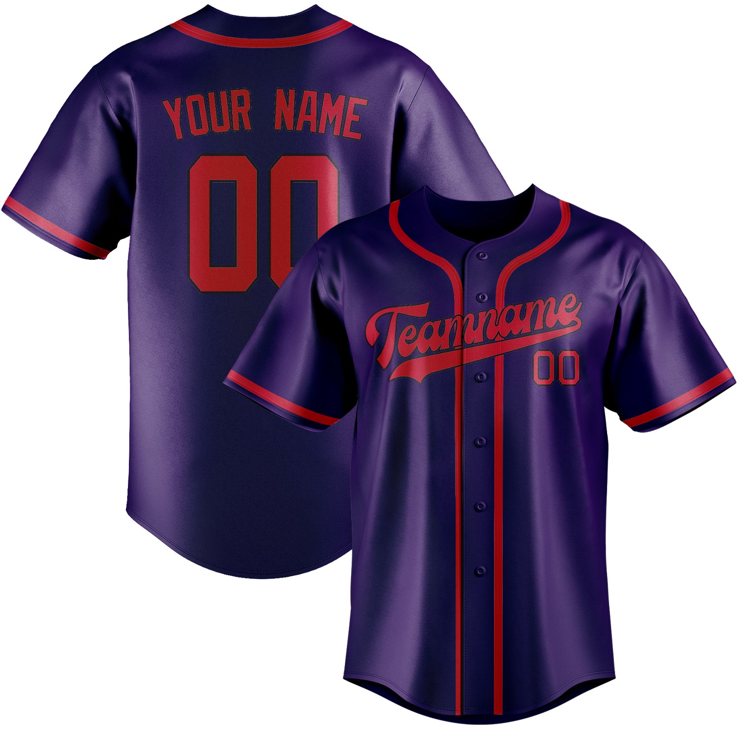 Benutzerdefiniertes Professionelles Lila Rot Baseballtrikot