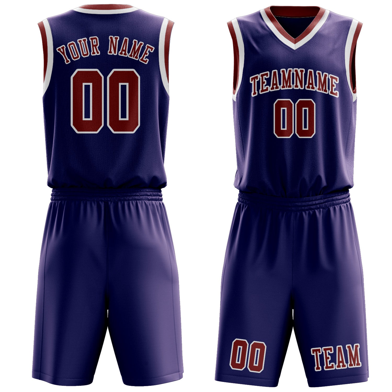 Benutzerdefiniertes Professionelles Lila Korallenrot Basketballtrikot-Set
