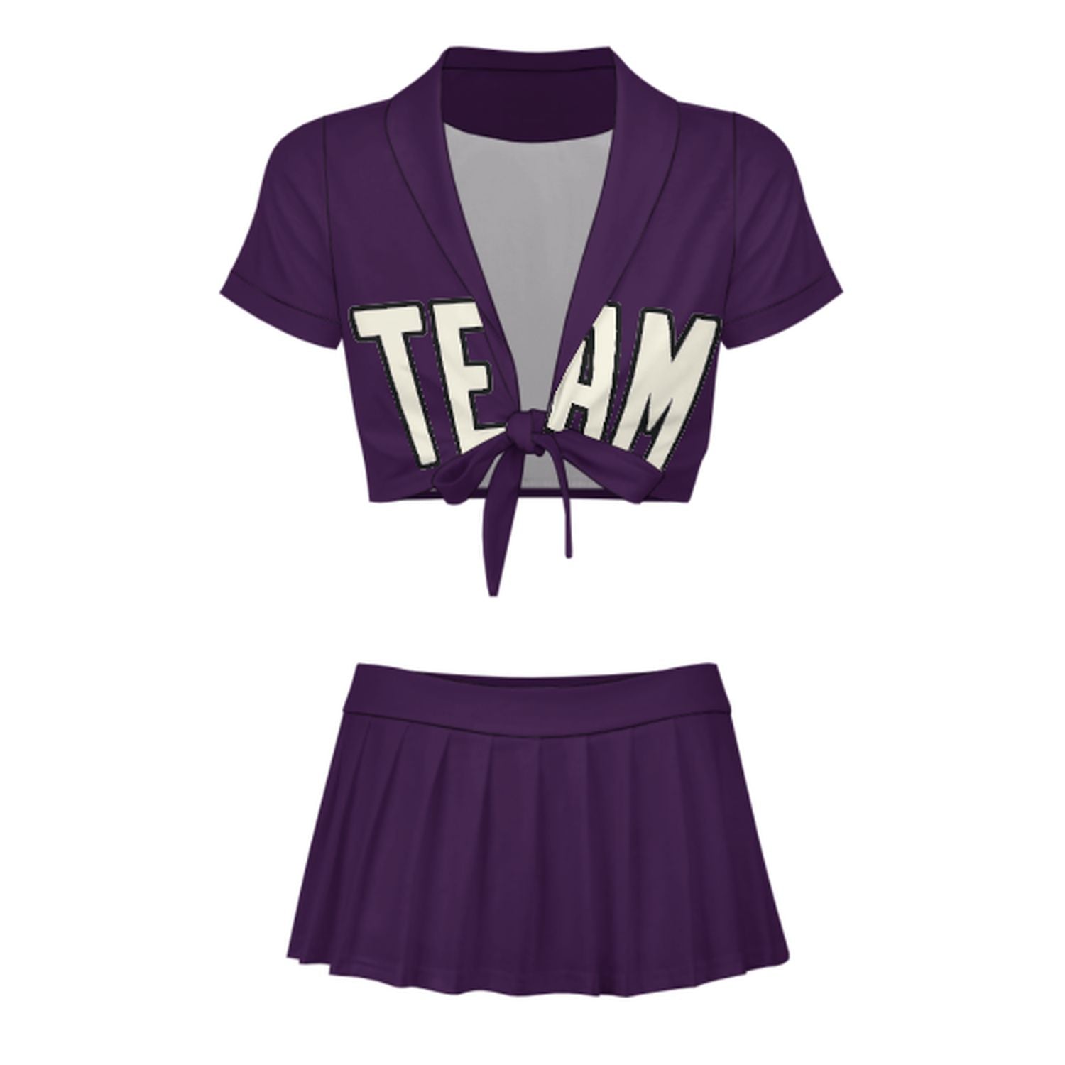 Maßgeschneidertes Lila Beige Cheerleader Outfit Set