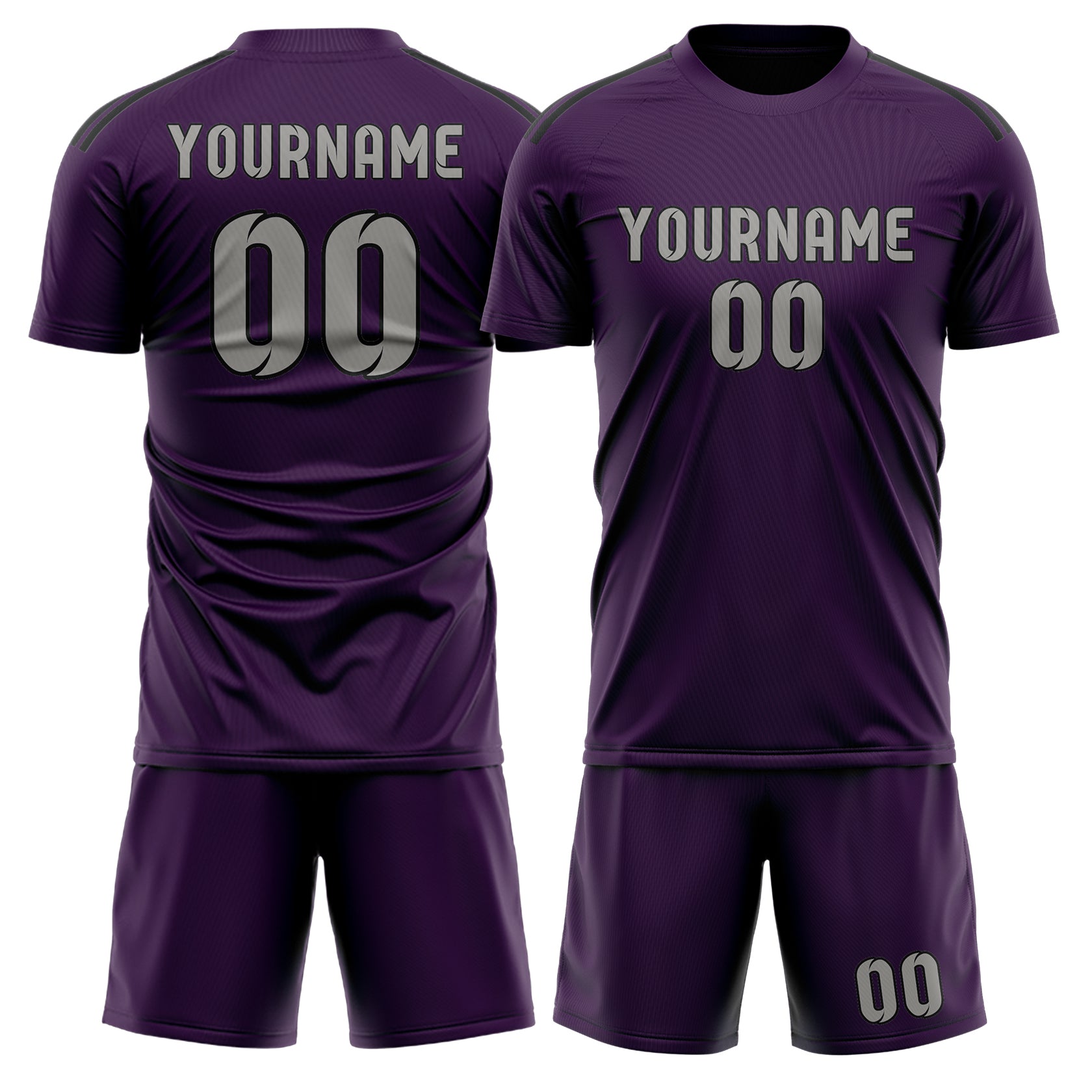 Maßgeschneidertes Professionelles Lila Grau Fußballtrikot-Set