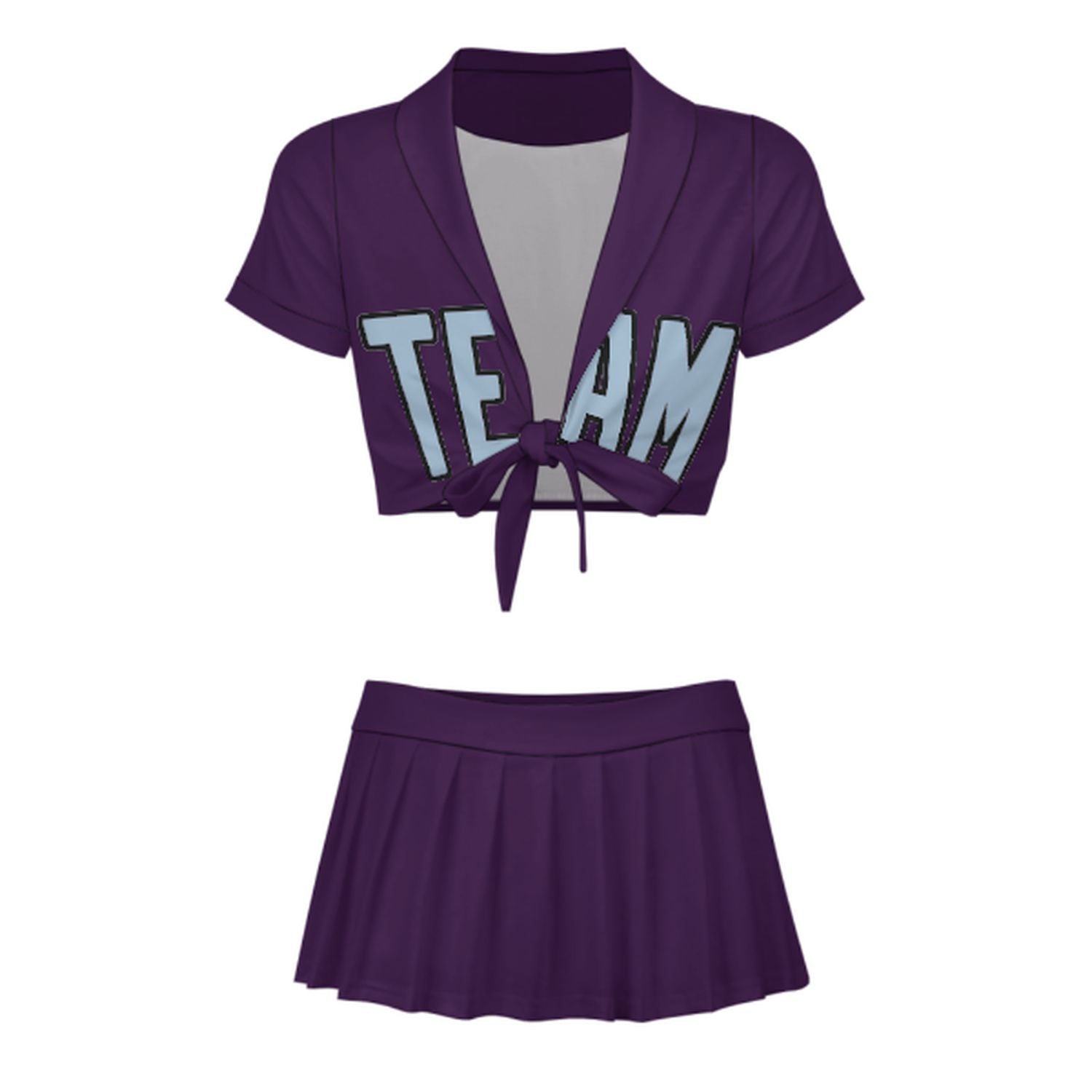 Maßgeschneidertes Lila Hellblau Cheerleader Outfit Set