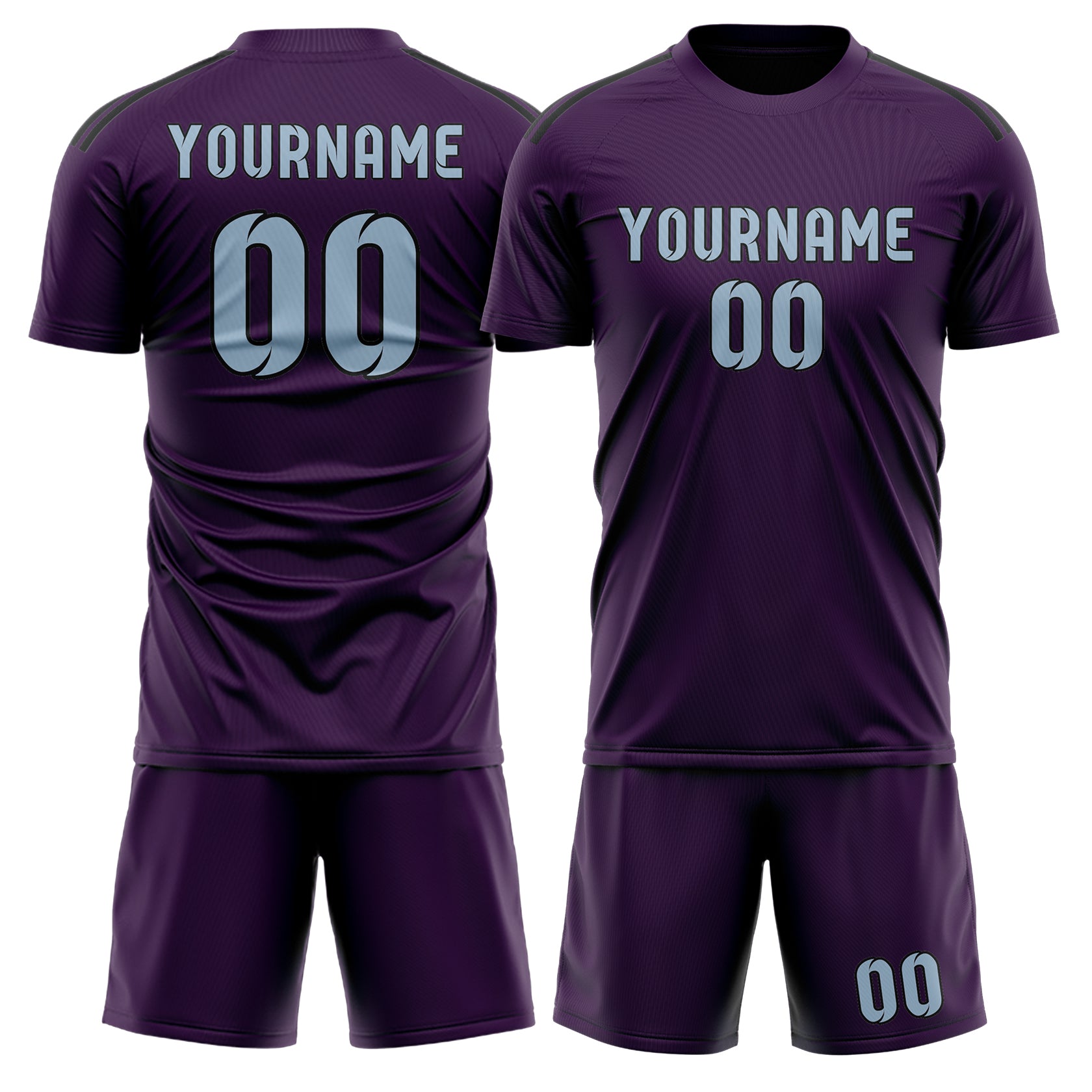 Maßgeschneidertes Professionelles Lila Hellblau Fußballtrikot-Set