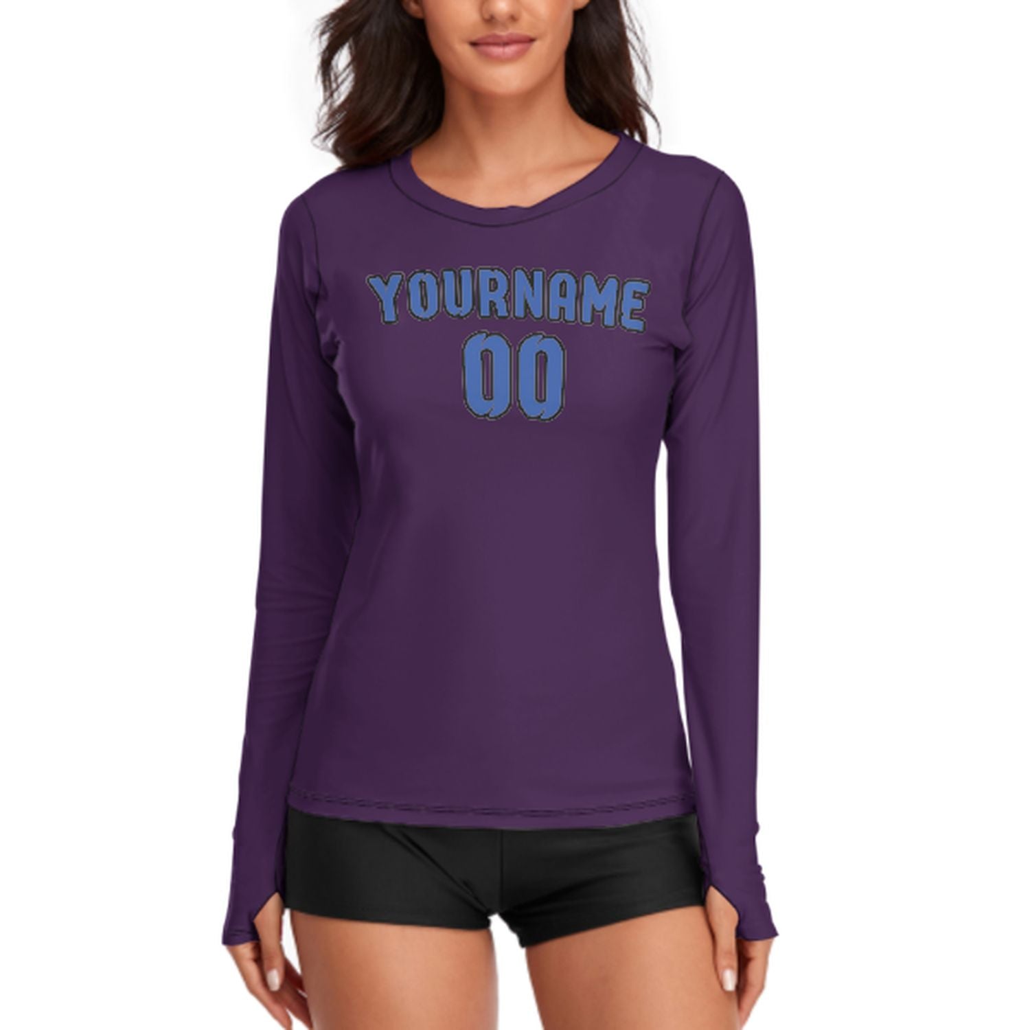 Maßgeschneidertes Lila Himmelblau Damen Langarmshirt