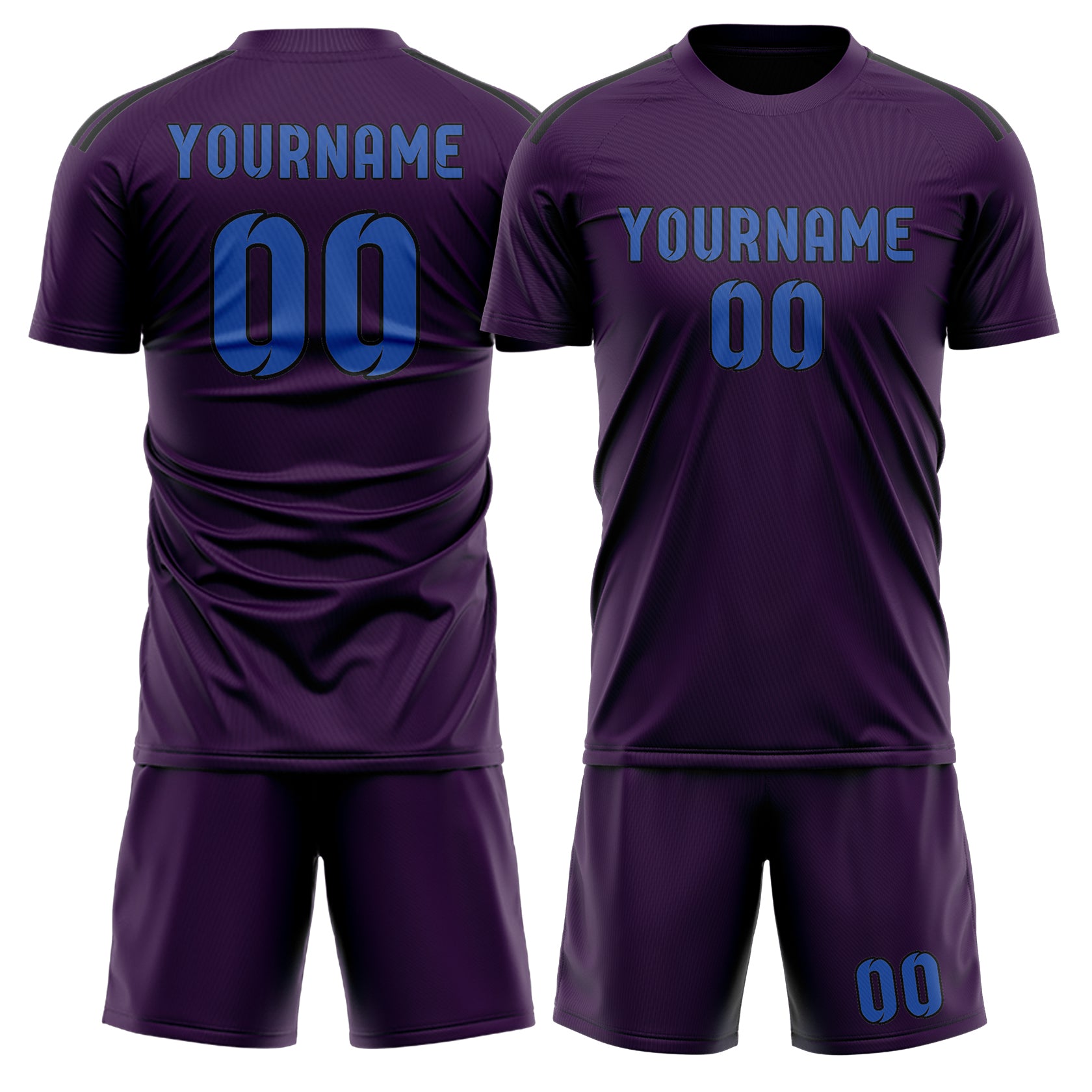Maßgeschneidertes Professionelles Lila Himmelblau Fußballtrikot-Set