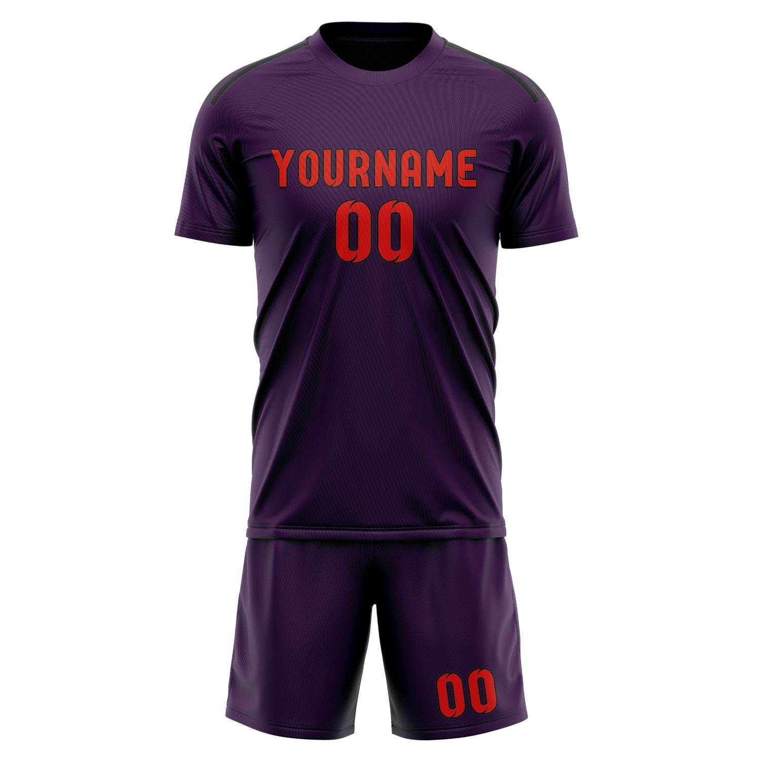 Maßgeschneidertes Professionelles Lila Orangerot Fußballtrikot-Set