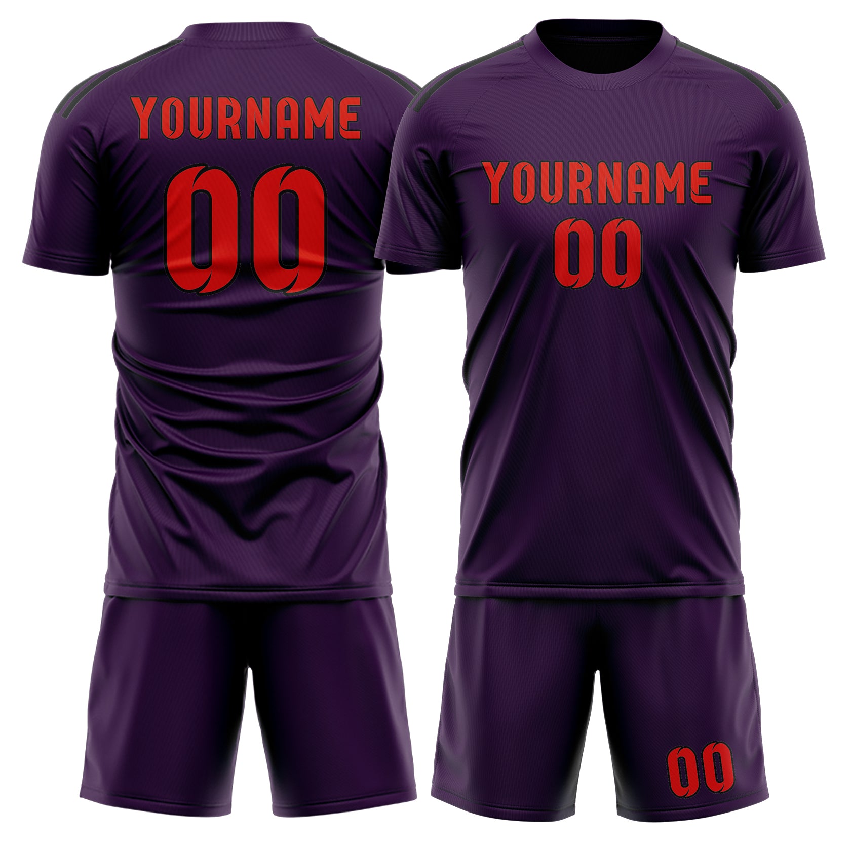 Maßgeschneidertes Professionelles Lila Orangerot Fußballtrikot-Set