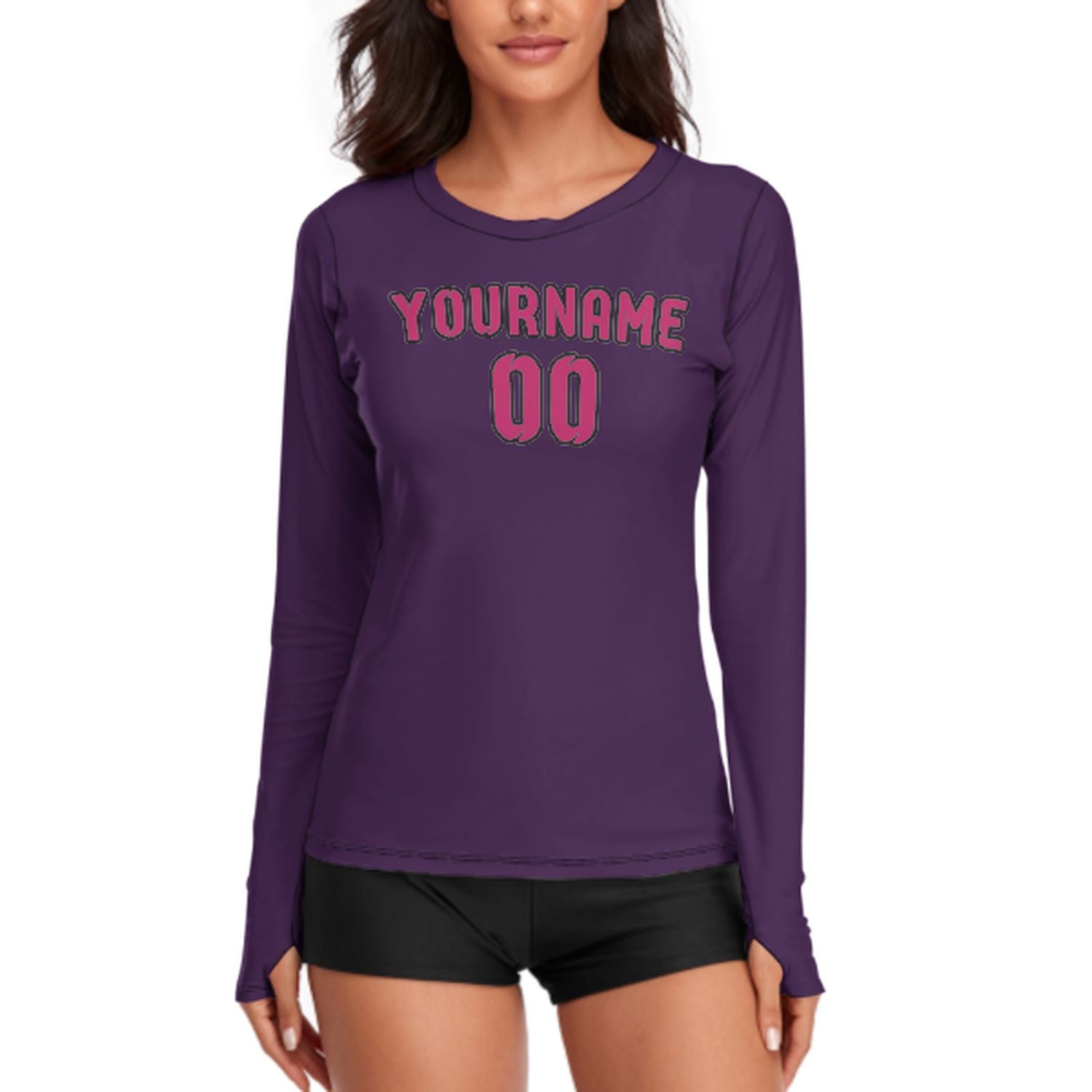 Maßgeschneidertes Lila Rosarot Damen Langarmshirt