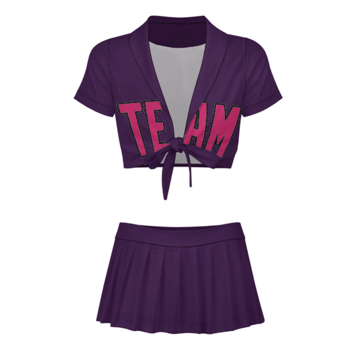 Maßgeschneidertes Lila Rosarot Cheerleader Outfit Set