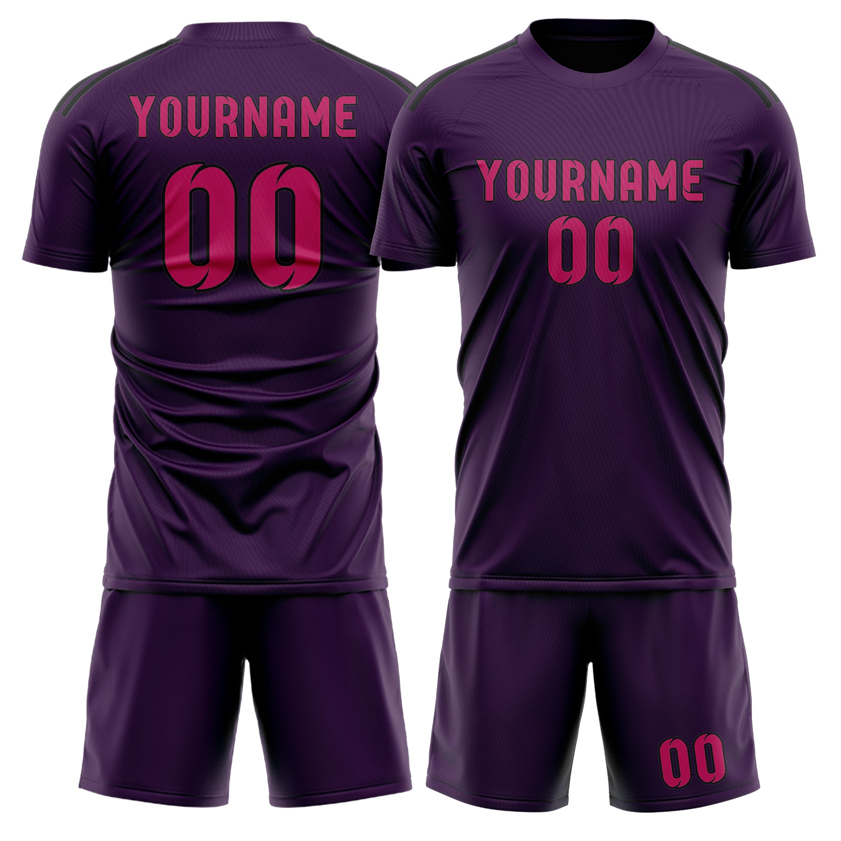 Maßgeschneidertes Professionelles Lila Rosarot Fußballtrikot-Set